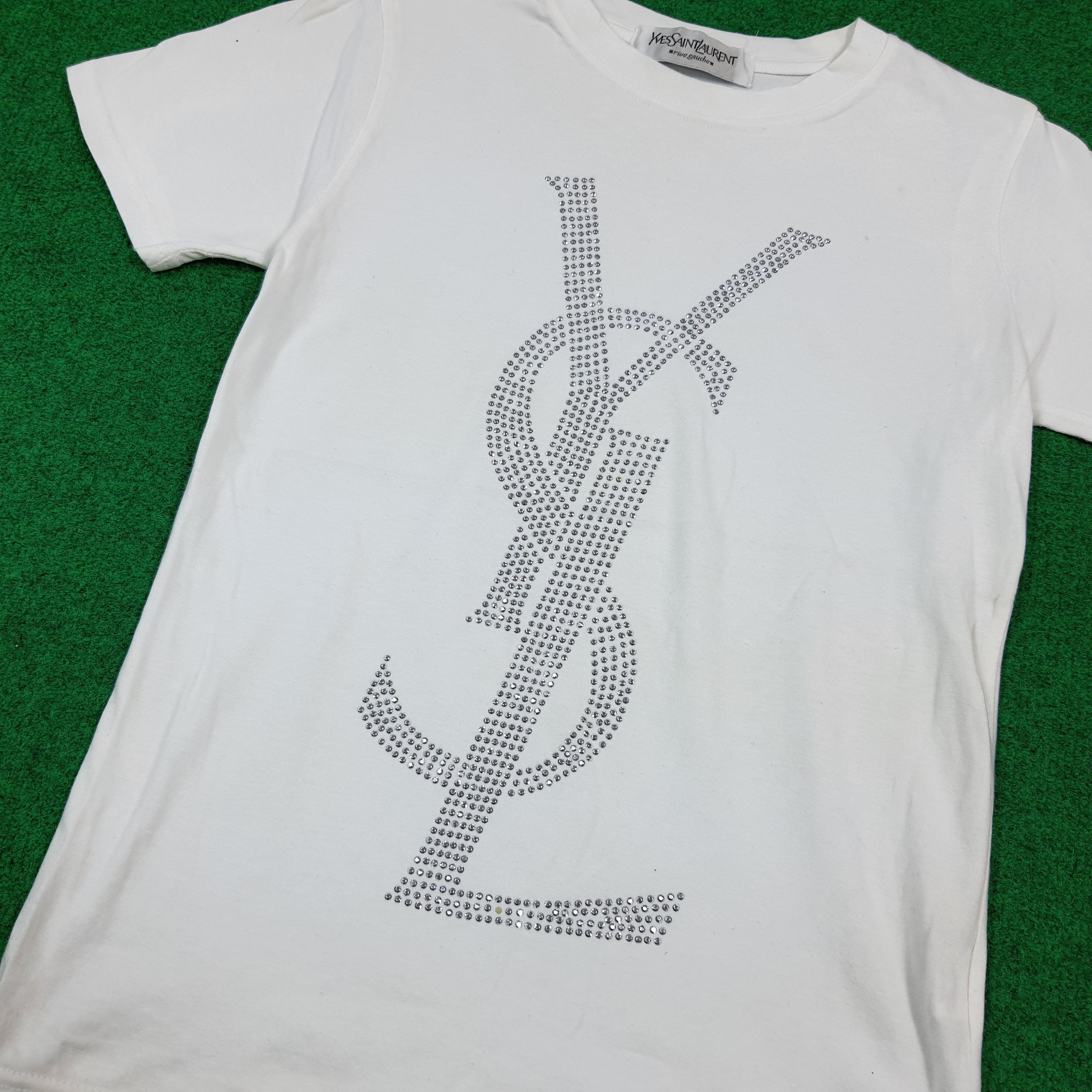Yves Saint Laurent Vintage Yves Saint Laurent Rive Gauche Logo Tshirt C301N28 Size US XXS / EU 40 - 2 Thumbnail