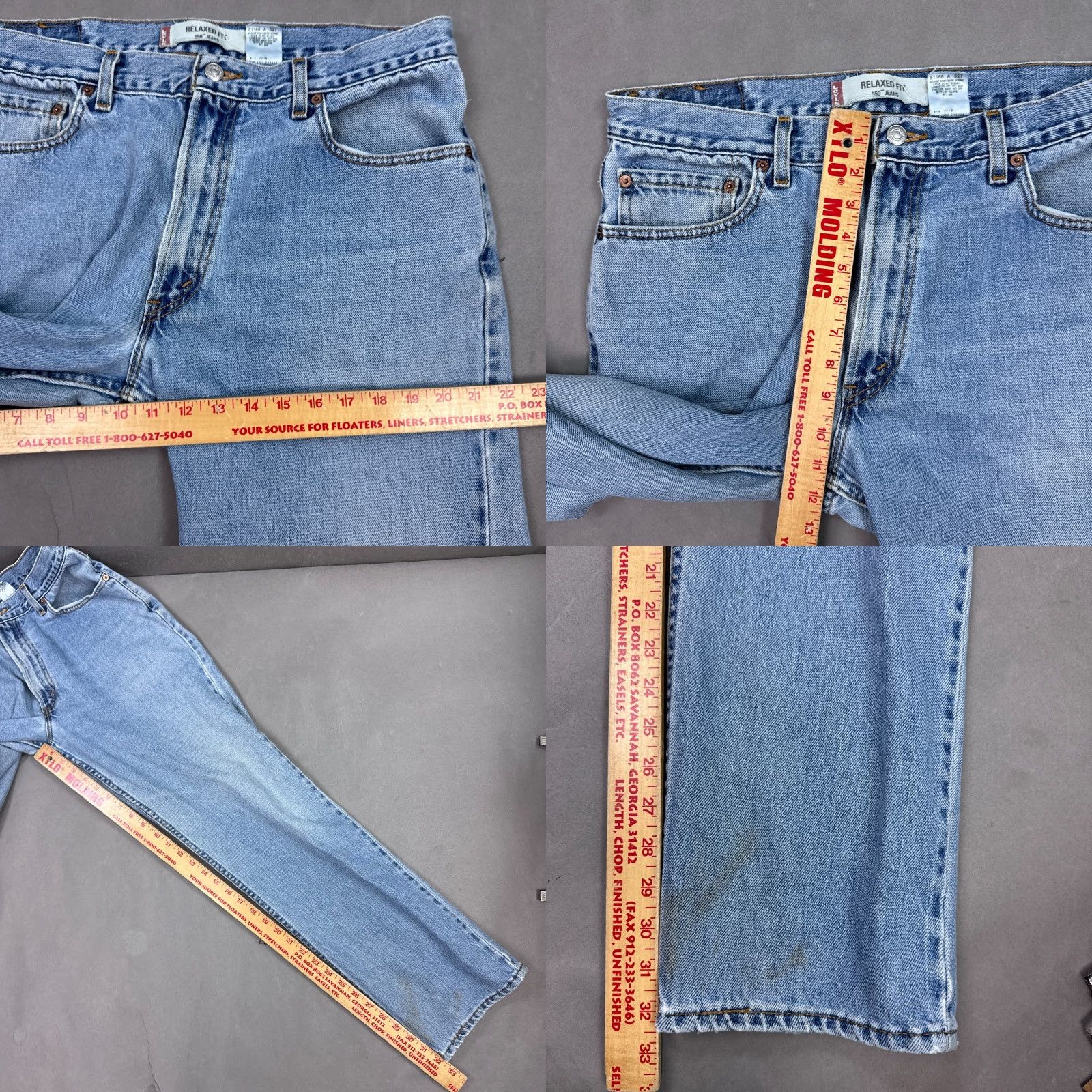 Levi's VINTAGE Levi's Jeans Mens 34x32 Blue Made USA Denim Pants Thrashed 550 (Tag36x34) Size US 36 / EU 52 - 9 Thumbnail