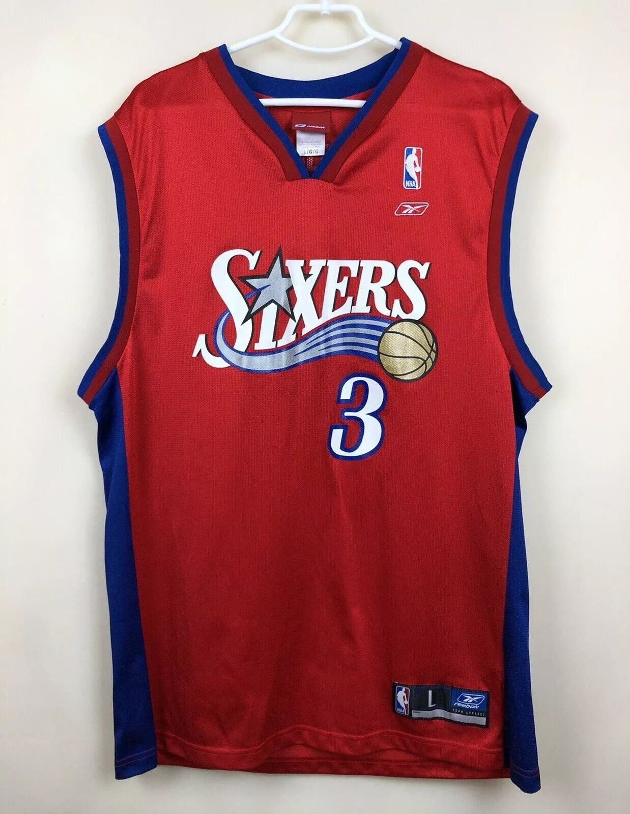 Reebok VINTAGE PHILADELPHIA 76ERS SIXERS IVERSON 3 BASKETBALL SHIRT Size US L / EU 52-54 / 3 - 3 Thumbnail