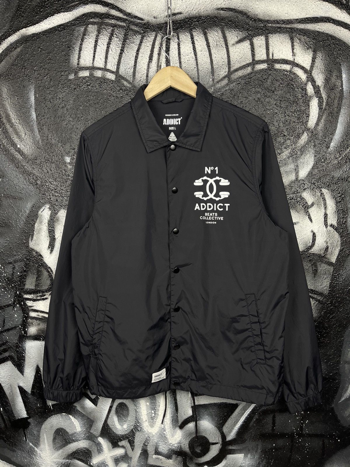 ADDICT Addict London Beats Collection Black Nylon Coach Jacket Men’s Size Large Size US L / EU 52-54 / 3 - 4 Thumbnail