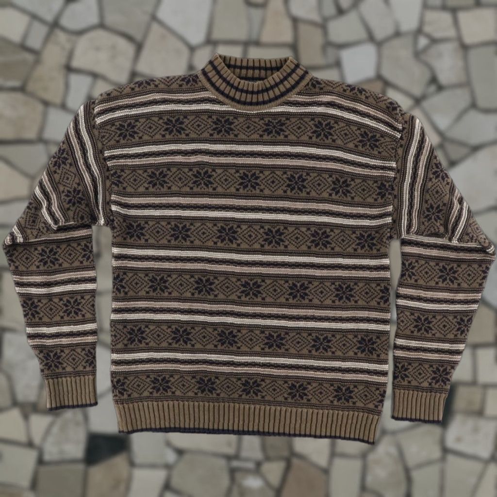 Vintage Woolrich Woolrich Fair Isle Striped Crewneck Cotton Sweater Men's XL Shirt Size US XL / EU 56 / 4 - 1 Thumbnail