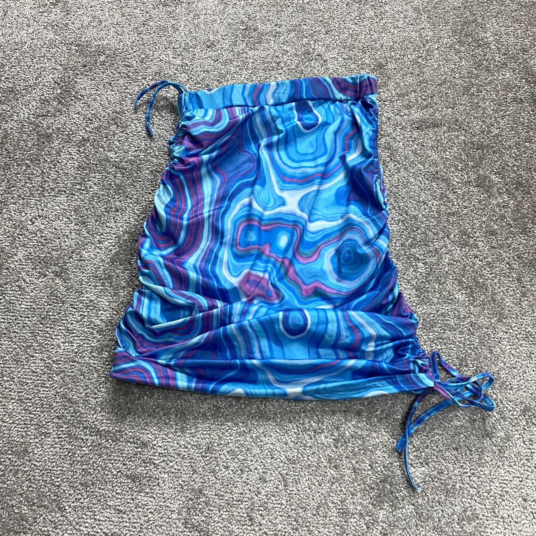 Shein SheIn Skirt Womens XS Blue Tie Dye Stretch Side Lace Mini Casual Ladies Size 26" / US 2 / IT 38 - 2 Thumbnail