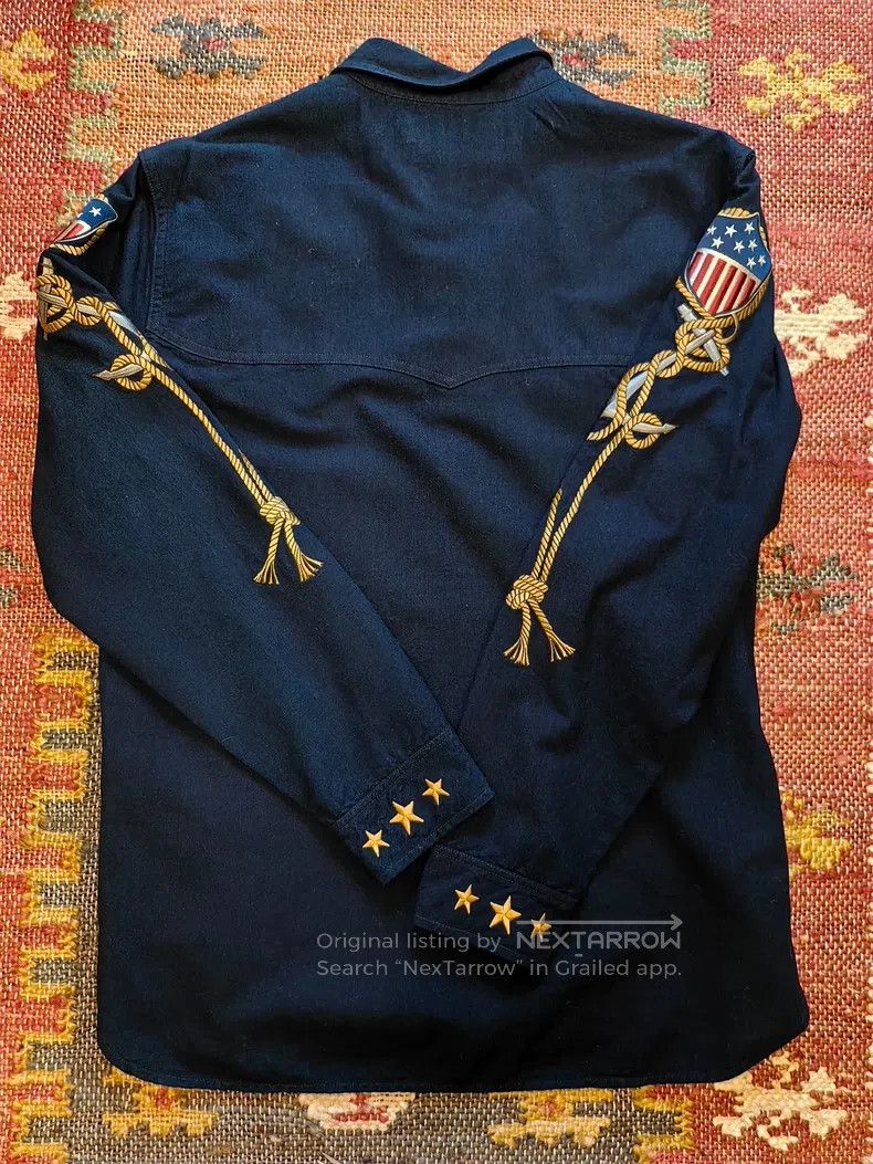 RRL Ralph Lauren RRL Ralph Lauren National flag embroidery navy blue shirt Size US M / EU 48-50 / 2 - 2 Thumbnail