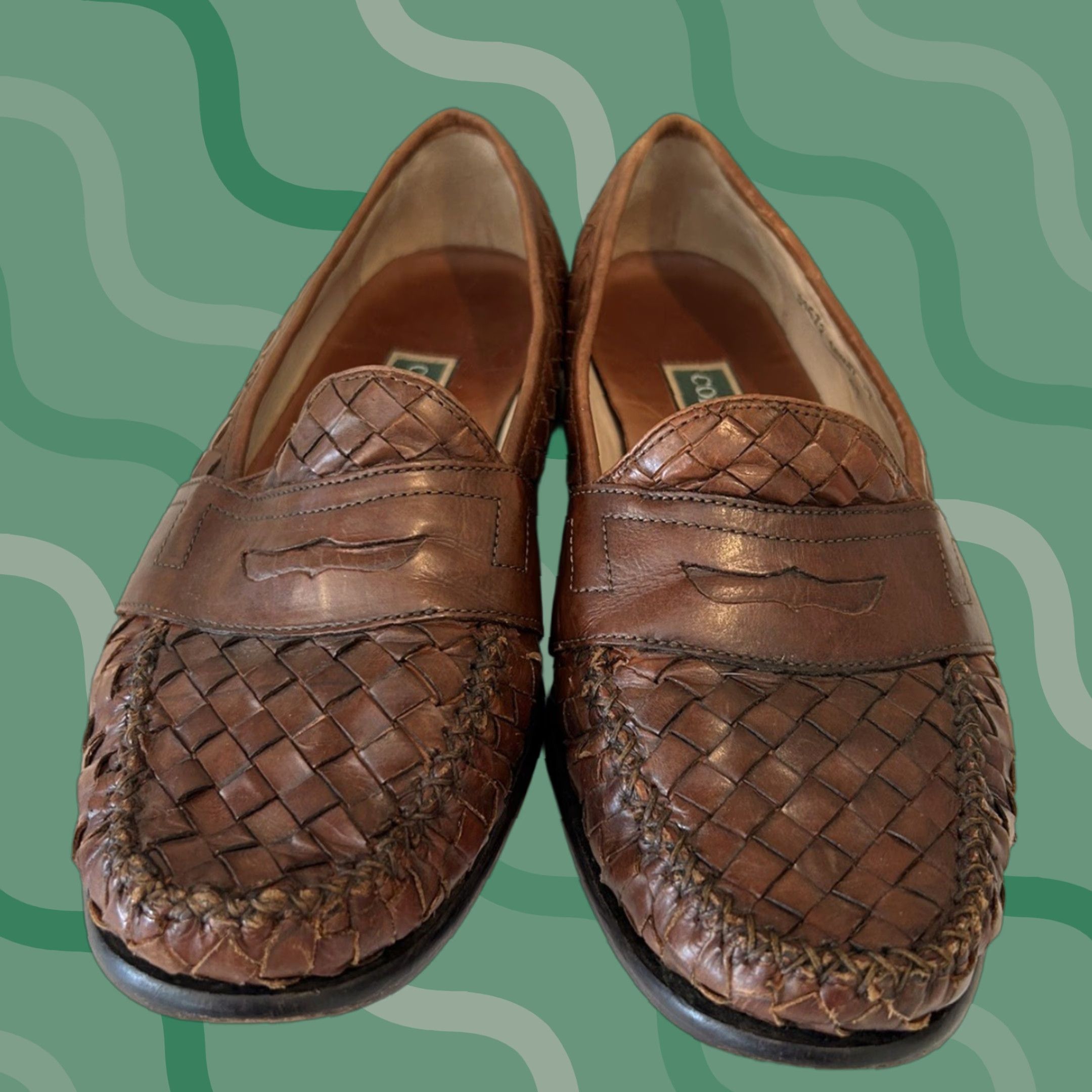 Cole Haan VINTAGE Cole Haan Brown Leather Woven Loafers Dress Shoes Men 10.5 M Oxford Comfort Brown Men Size US 11 / EU 44 - 1 Thumbnail