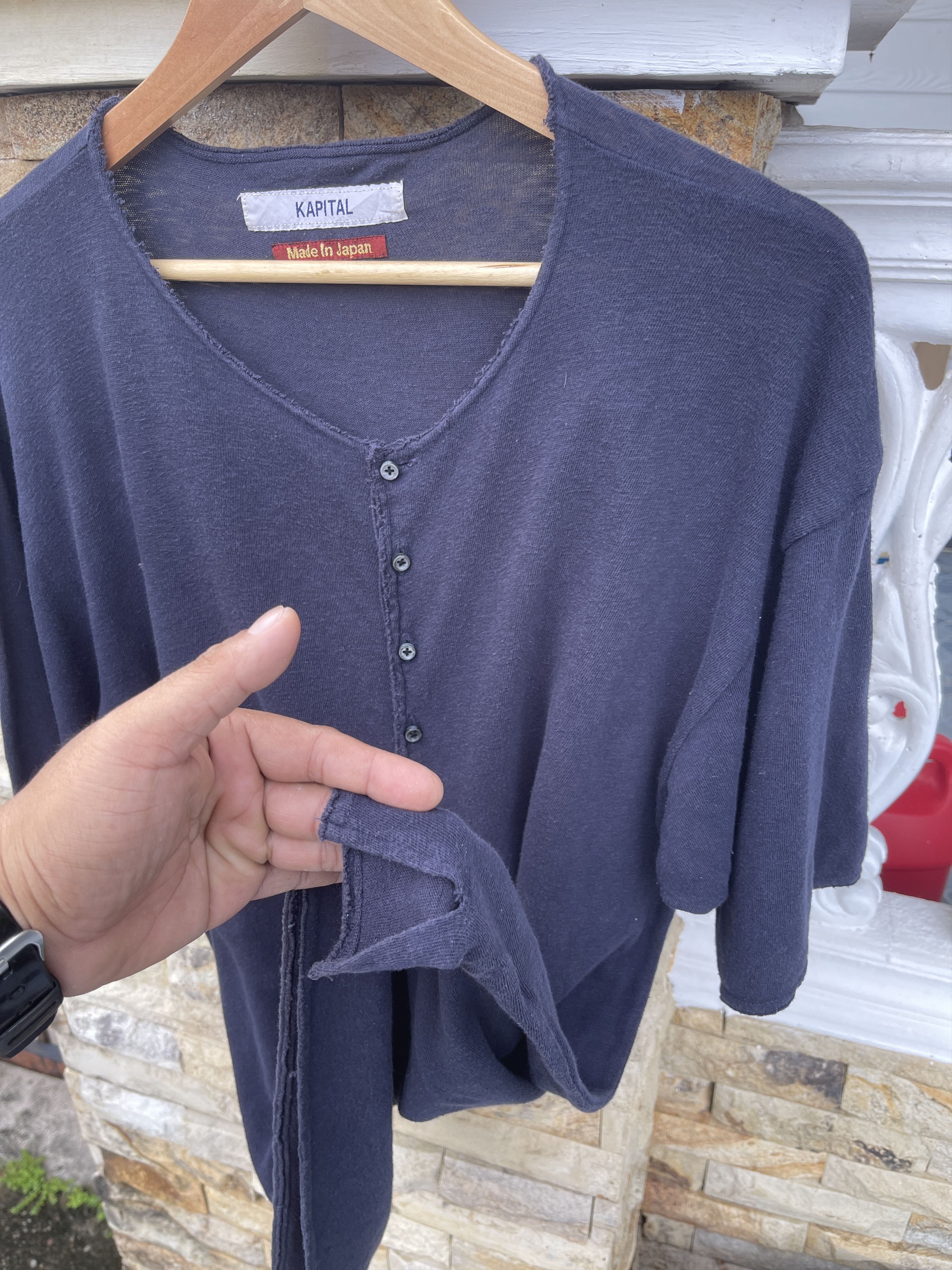 Kapital Last Drop🔥Rare🔥Vintage KAPITAL Henley T-Shirt Size US L / EU 52-54 / 3 - 7 Thumbnail