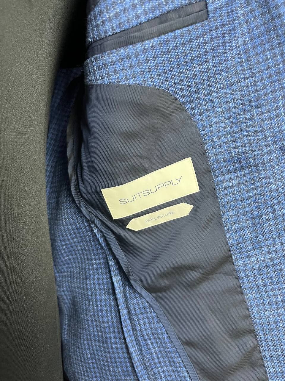 Suitsupply Suitsupply Havana Patch Wool Silk Linen Check Blue Blazer Size 44R - 10 Thumbnail
