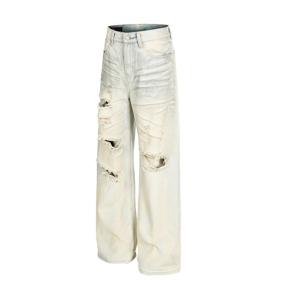 Japanese Brand × Jean Heavy washed men's punk distressed dirty ripped jeans Size US 32 / EU 48 - 2 Thumbnail