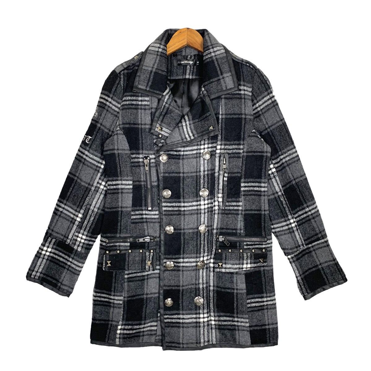 Japanese Brand Vintage Sexpot Revenge Punk Wool Double Breasted Trench Coat Size M / US 6-8 / IT 42-44 - 2 Thumbnail