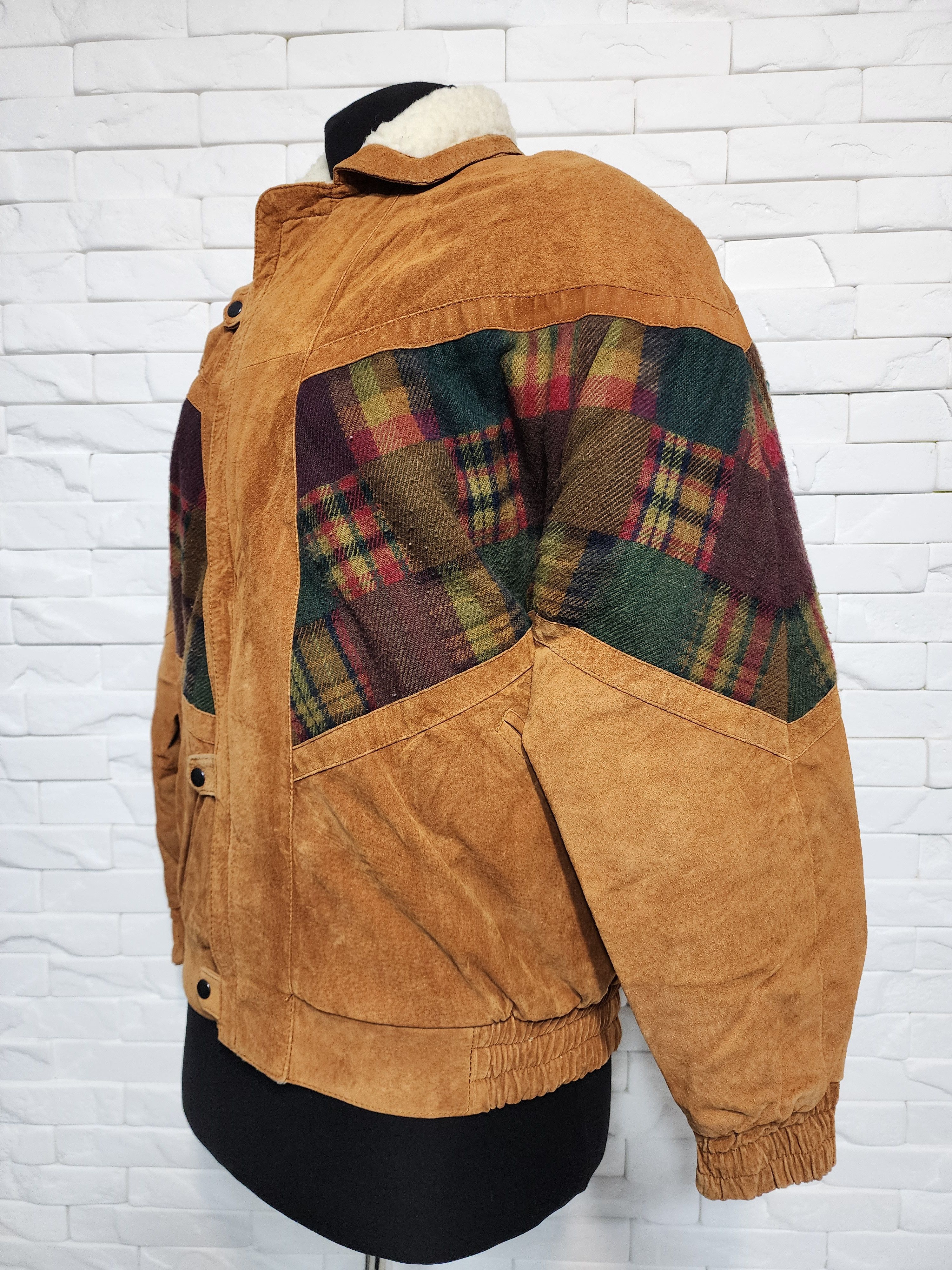 Genuine Leather Men's Brown Suede Bomber Jacket: Zippered Vintage Style Size US L / EU 52-54 / 3 - 7 Thumbnail