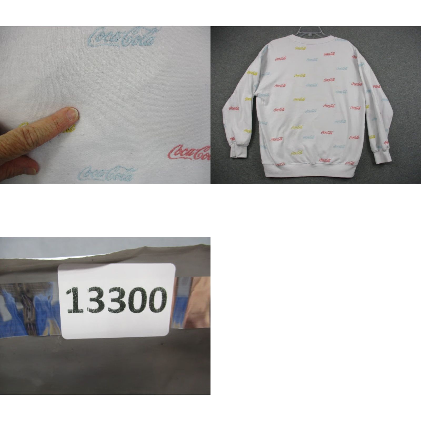 Vintage Coca-Cola Sweatshirt Adult Large White All Over Print Logo Pastel Unisex Adults Logo Sweatshirt Mens Womens Boys Girls Size L / US 10 / IT 46 - 8 Thumbnail