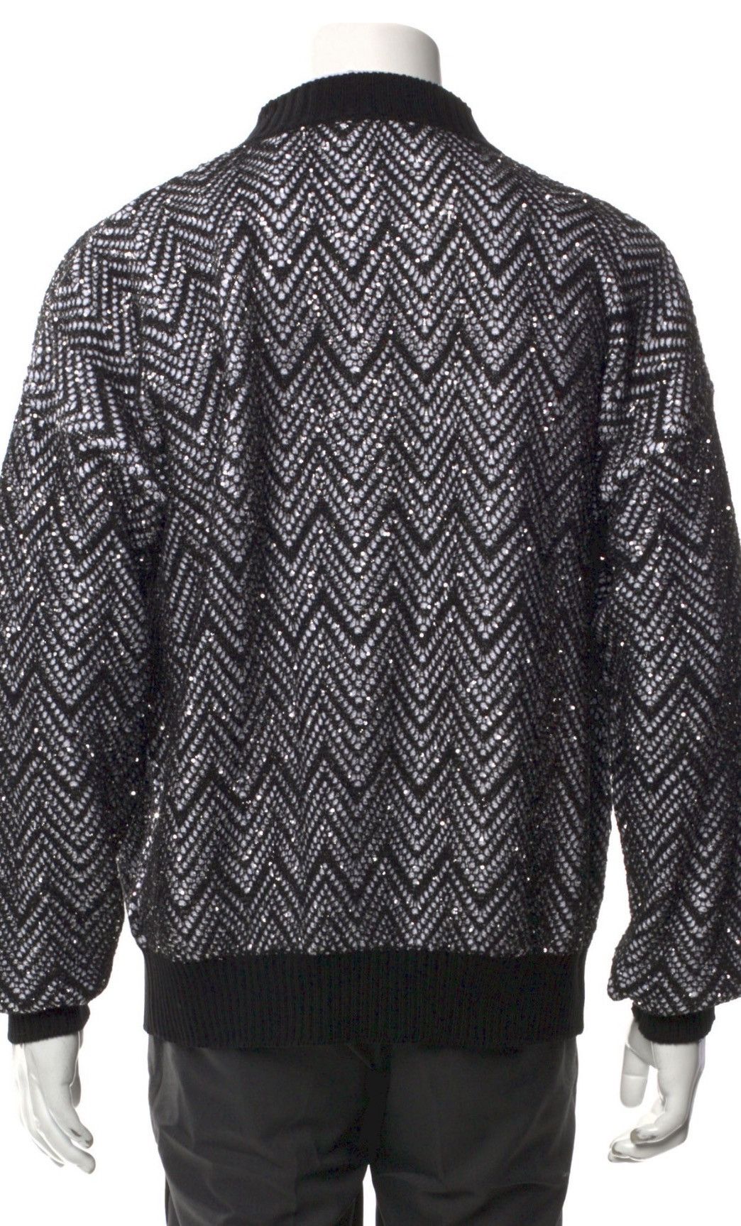 Missoni Missoni Black & Silver Metallic Chevron Knit Cardigan RUNWAY Size US M / EU 48-50 / 2 - 6 Thumbnail
