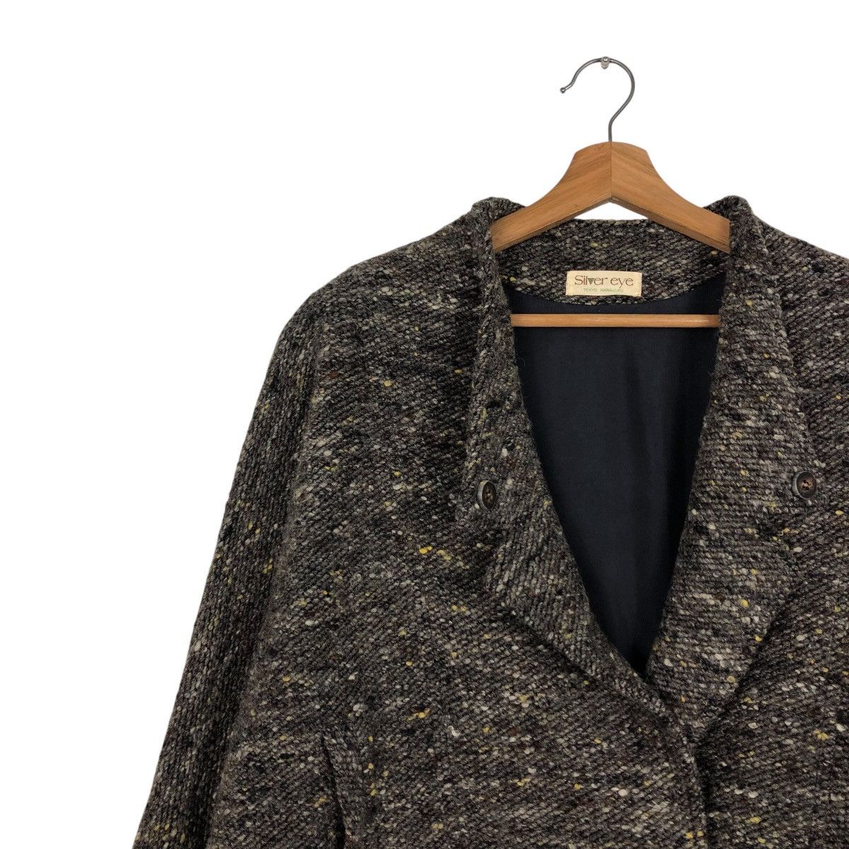 Japanese Brand × Vintage 📌Silver Eye Herringbone Wool Double Collar Issey Miyake Size US M / EU 48-50 / 2 - 8 Thumbnail