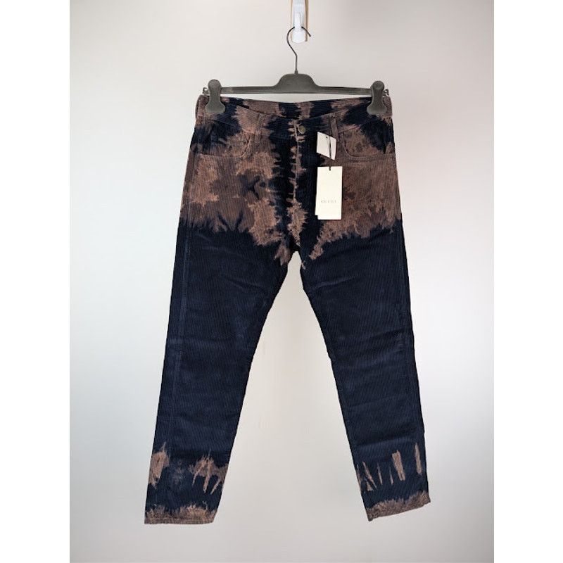 Gucci o1rshd1 Bleached Cotton Corduroy Tapered Denim Pants in Blue Size US 33 - 1 Thumbnail