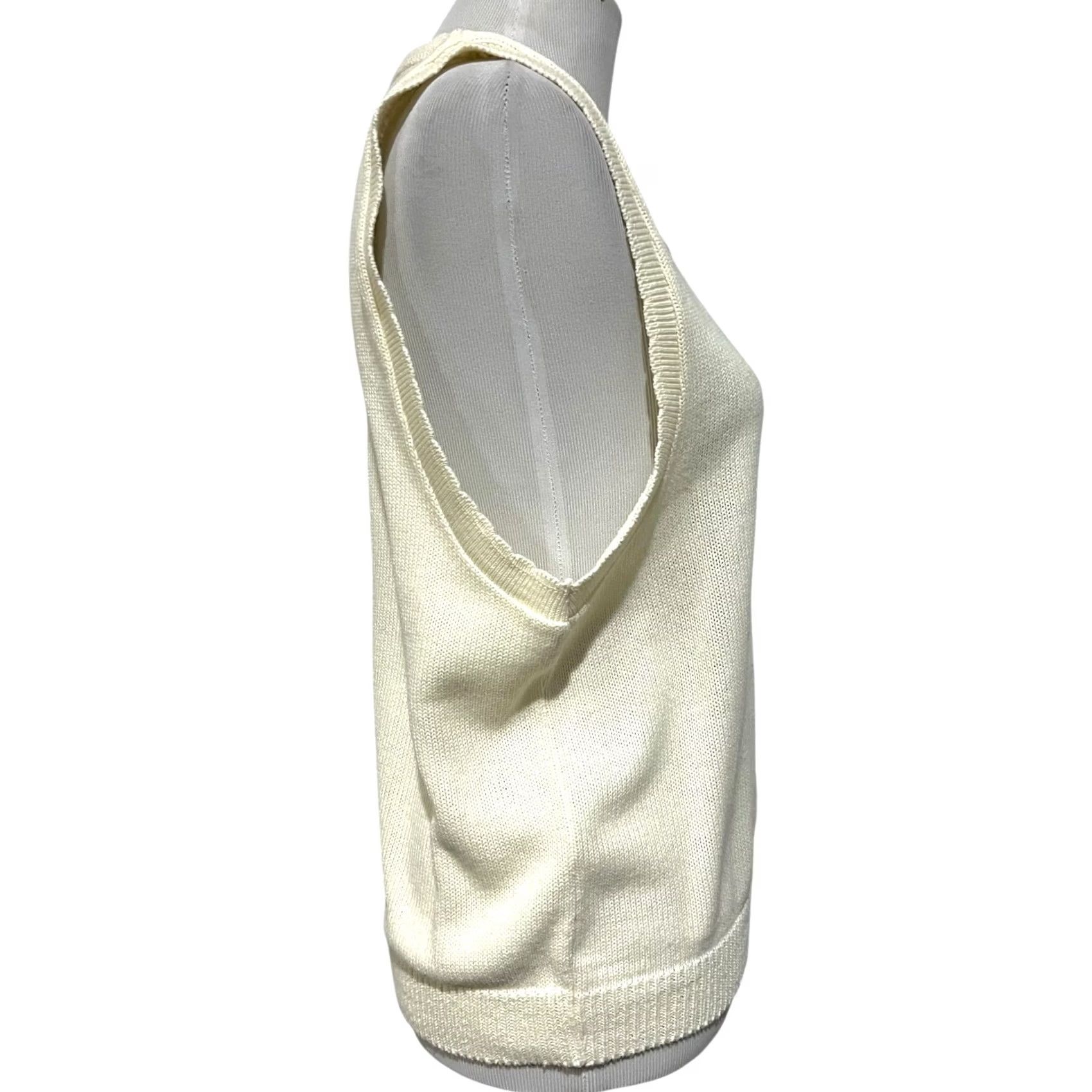 Vintage VINTAGE Women’s Sweater Vest Floral Embroidered Ivory Cream S.G. Sport Sz L USA Size M / US 6-8 / IT 42-44 - 6 Thumbnail