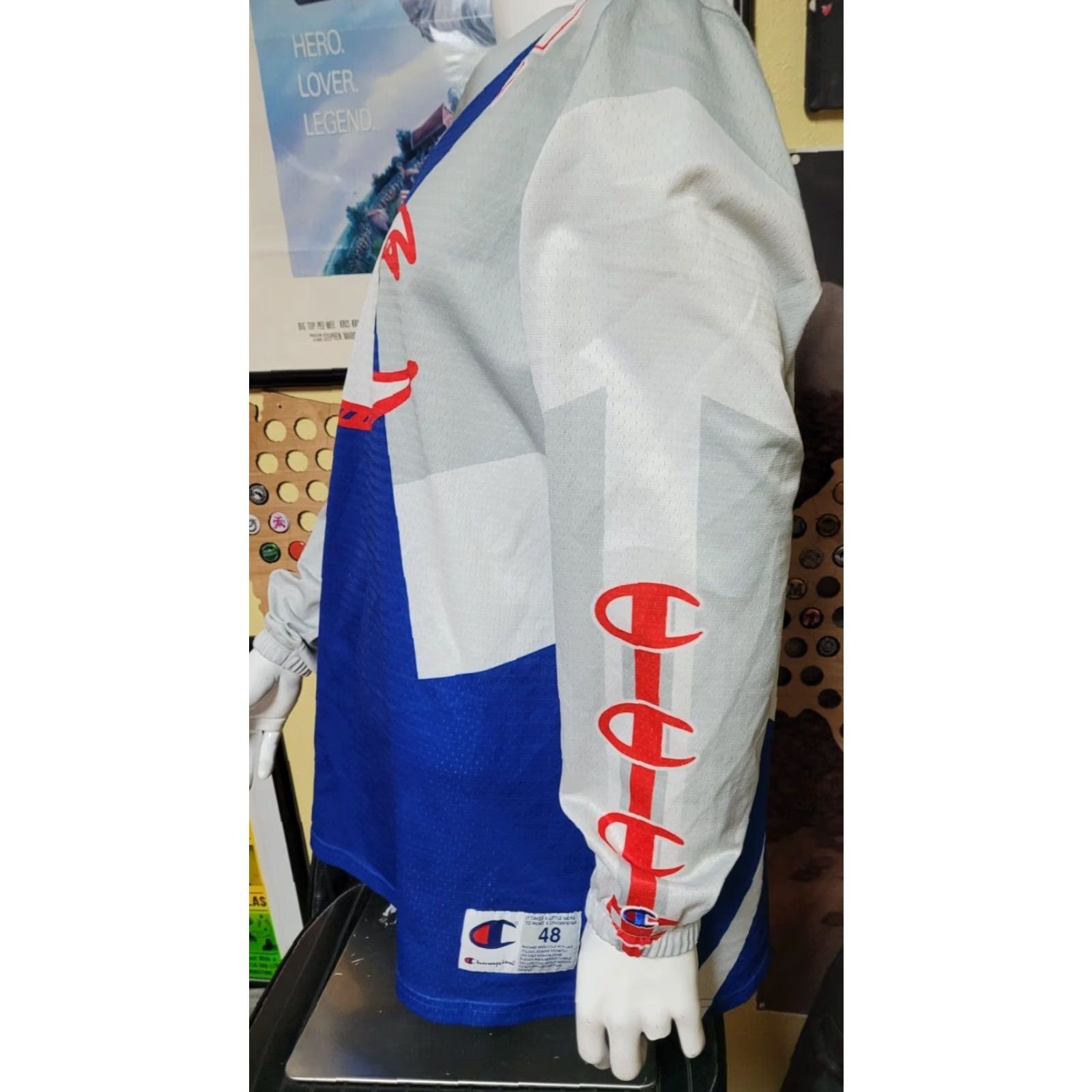 Champion VINTAGE Champion Athletic Pullover Long Sleeve Jersey Shirt XL Blue Sports Sweatshirt Mens Size US XL / EU 56 / 4 - 3 Thumbnail