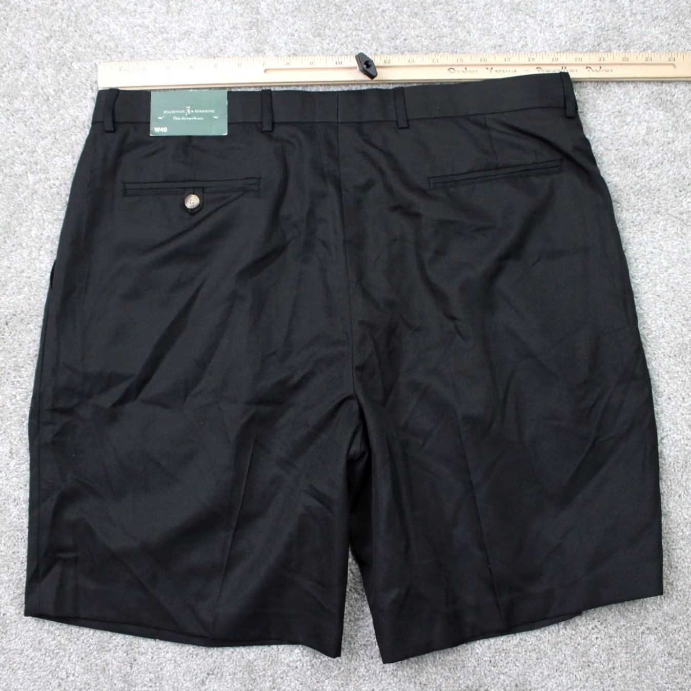 Vintage Fairway & Greene Shorts Mens 40 Black Pleated Polyester NWT Chino Pockets 10in Inseam Casual Summer Beach Preppy Size US 40 / EU 56 - 6 Thumbnail