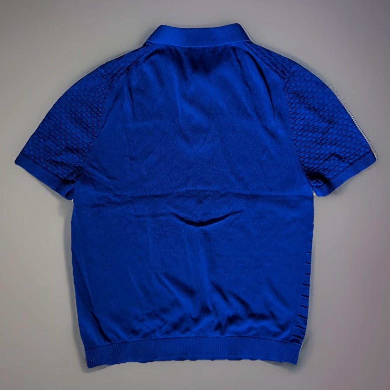Vintage Prestige Polo Shirt Mens L Blue Knit Premium Luxe Geometric Preppy Short Sleeve Button Collared 38 Chest Regular Size US L / EU 52-54 / 3 - 2 Thumbnail