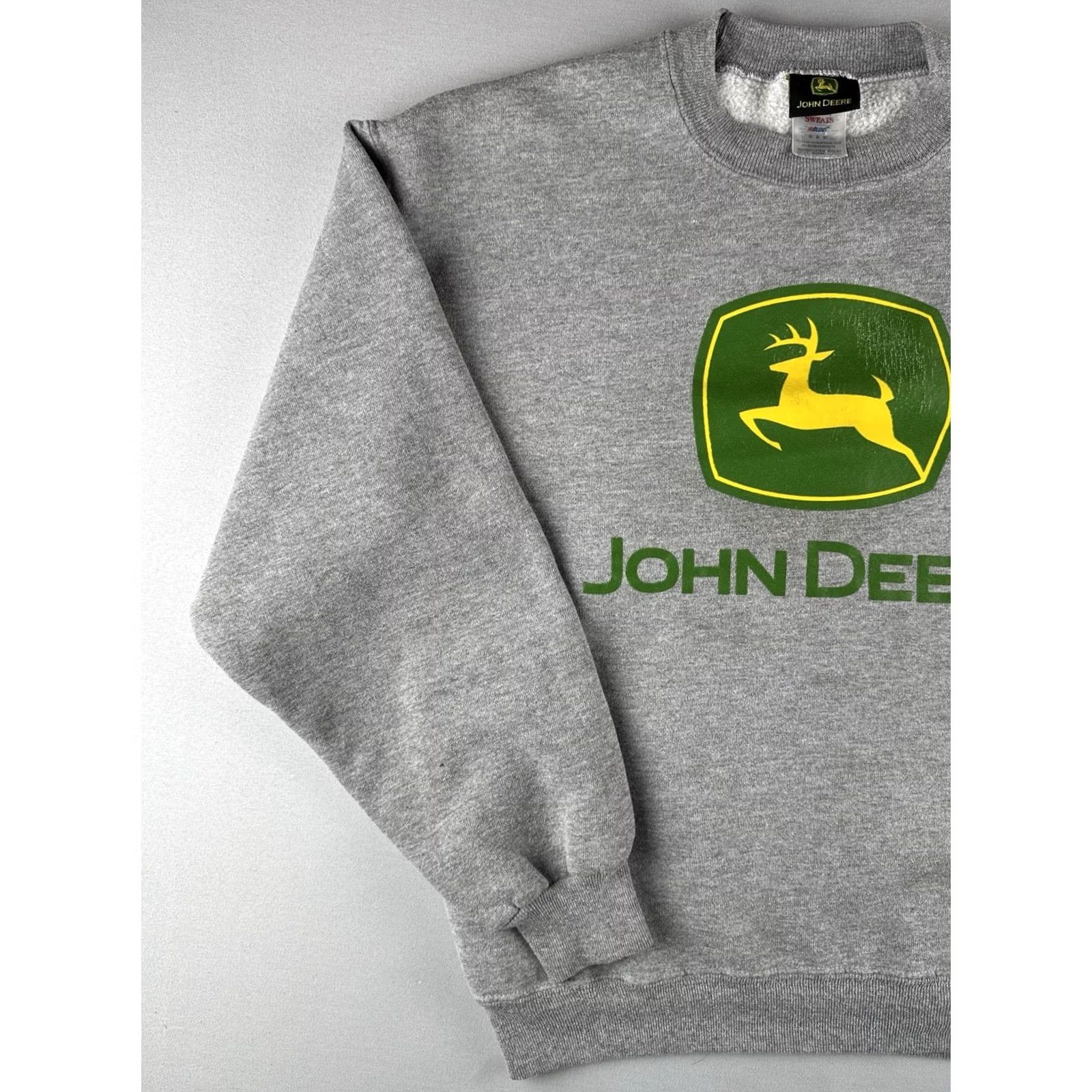 Jerzees VINTAGE John Deere Logo Sweatshirt Heather Gray Y2K Jerzees Size M Mens Size US M / EU 48-50 / 2 - 2 Thumbnail
