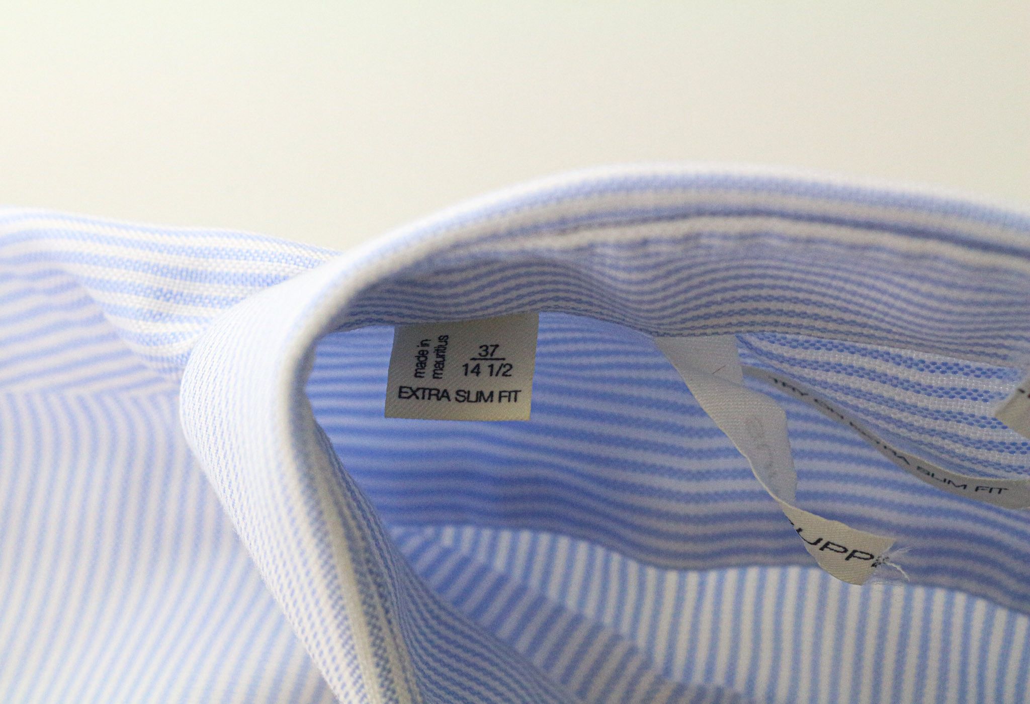 Suitsupply 37/14 1/2 Extra Slim Blue Cotton Striped Shirt 79377 Size 36R - 5 Thumbnail
