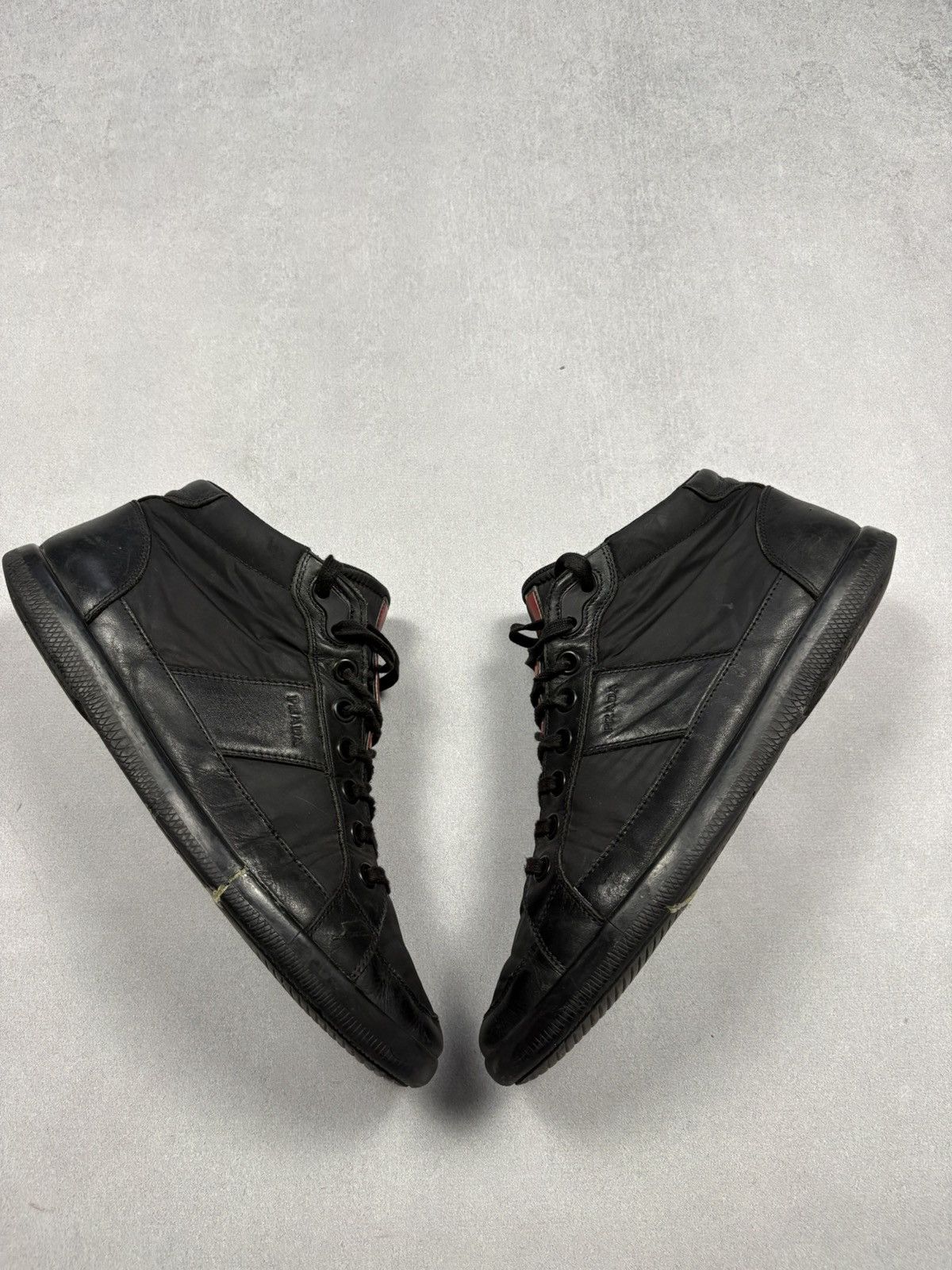 Prada Prada High-Top Sneakers Black Leather Nylon Red Tab US 9 Y2K Size US 9 / EU 42 - 1 Thumbnail