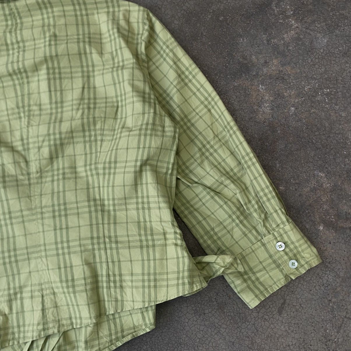 Burberry ‼️LAST DROP‼️Burberry London Green Check Wrap Blouse Cropped Size S / US 4 / IT 40 - 10 Thumbnail