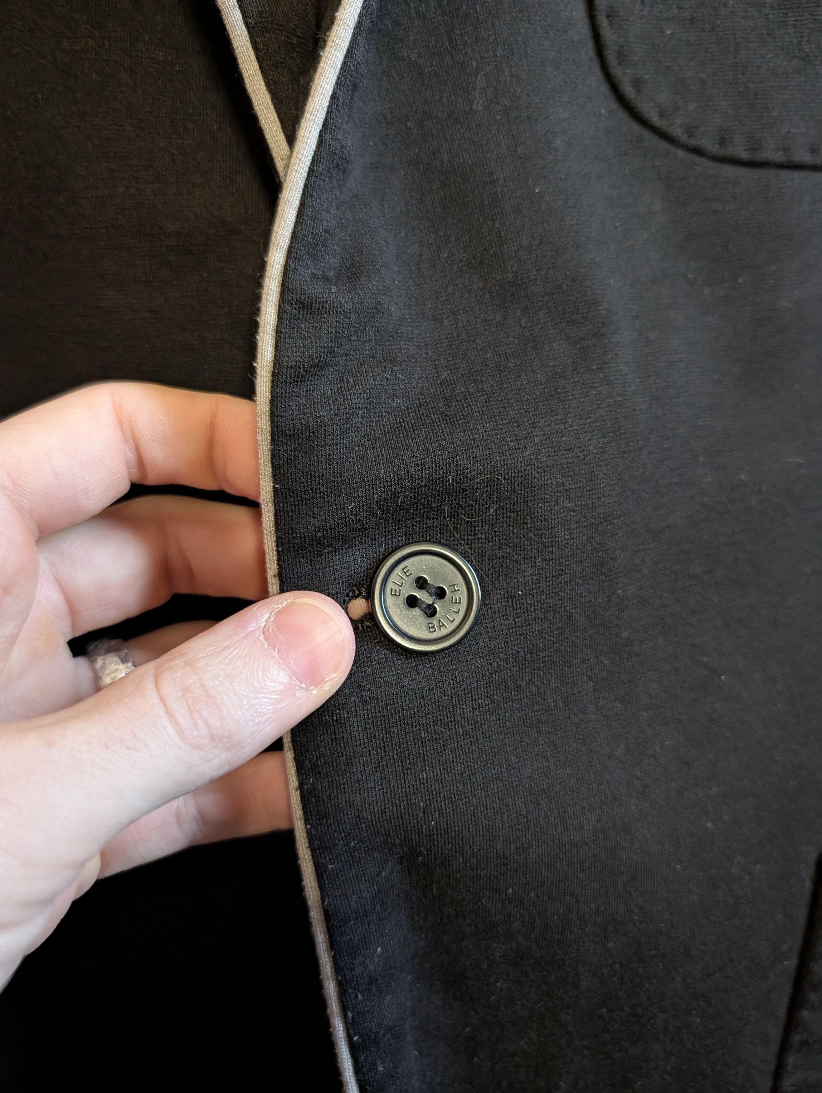 Elia Maurizi ELIE BALLEH Black fleece elbow patch smoking jacket Size 42R - 8 Thumbnail