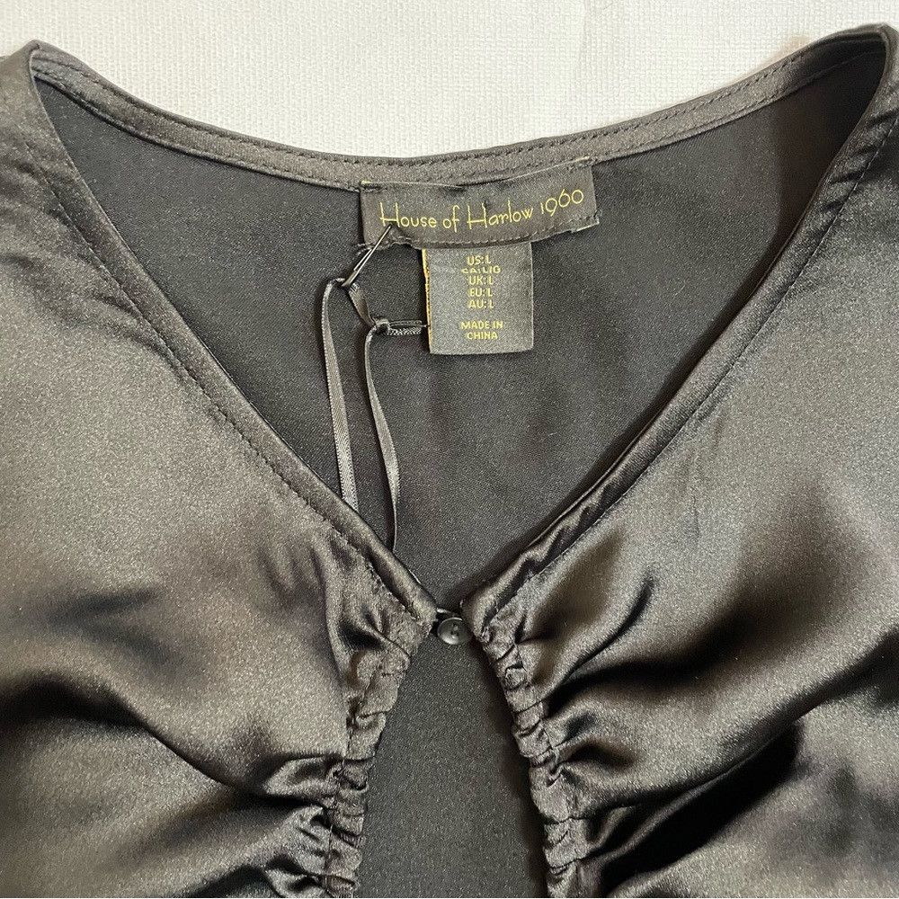 House of Harlow NWT New House of Harlow 1960 Black Satin Long Sleeve Blouse Size L / US 10 / IT 46 - 8 Thumbnail