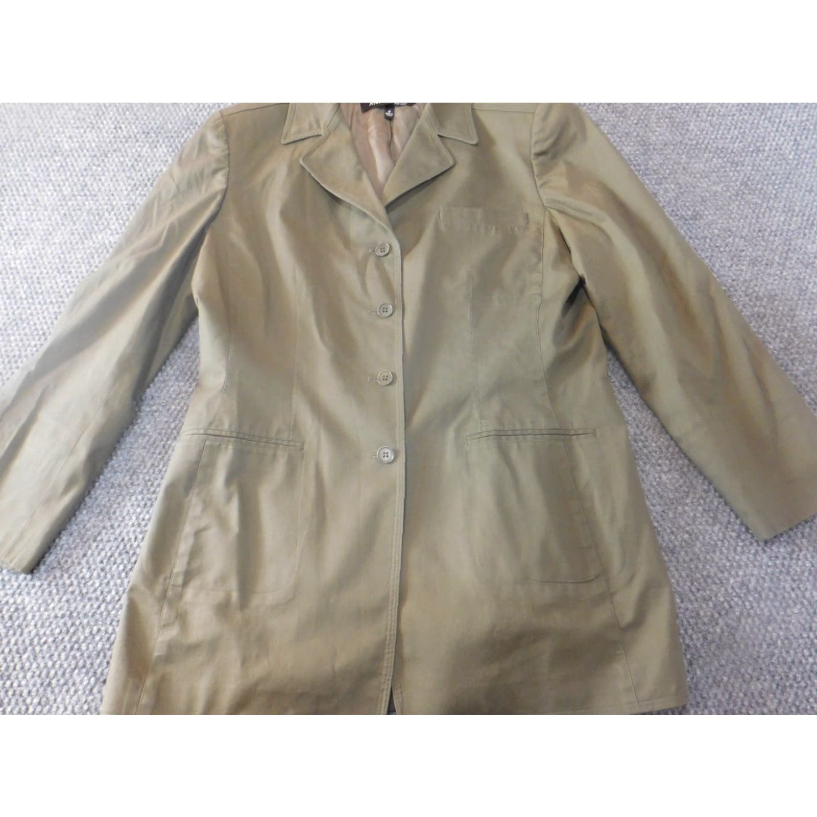 Anne Klein Anne Klein Womens Jacket 12 Green Trench Coat Button Classic Stretch Knit Embroidered Zip? No Size XL / US 12-14 / IT 48-50 - 4 Thumbnail