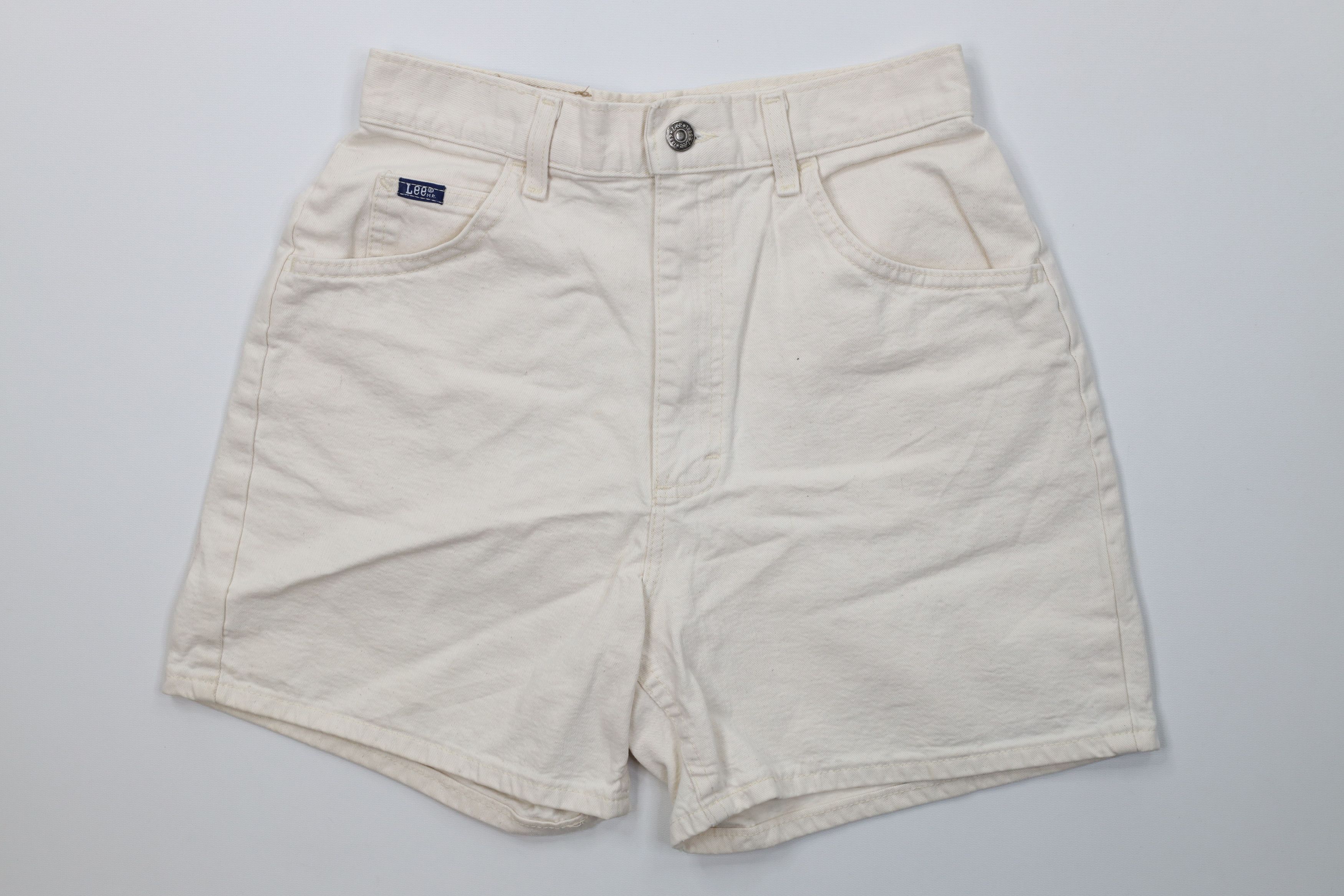 Vintage 90s Lee Fit Denim Jean Shorts Jorts Cream Cotton USA