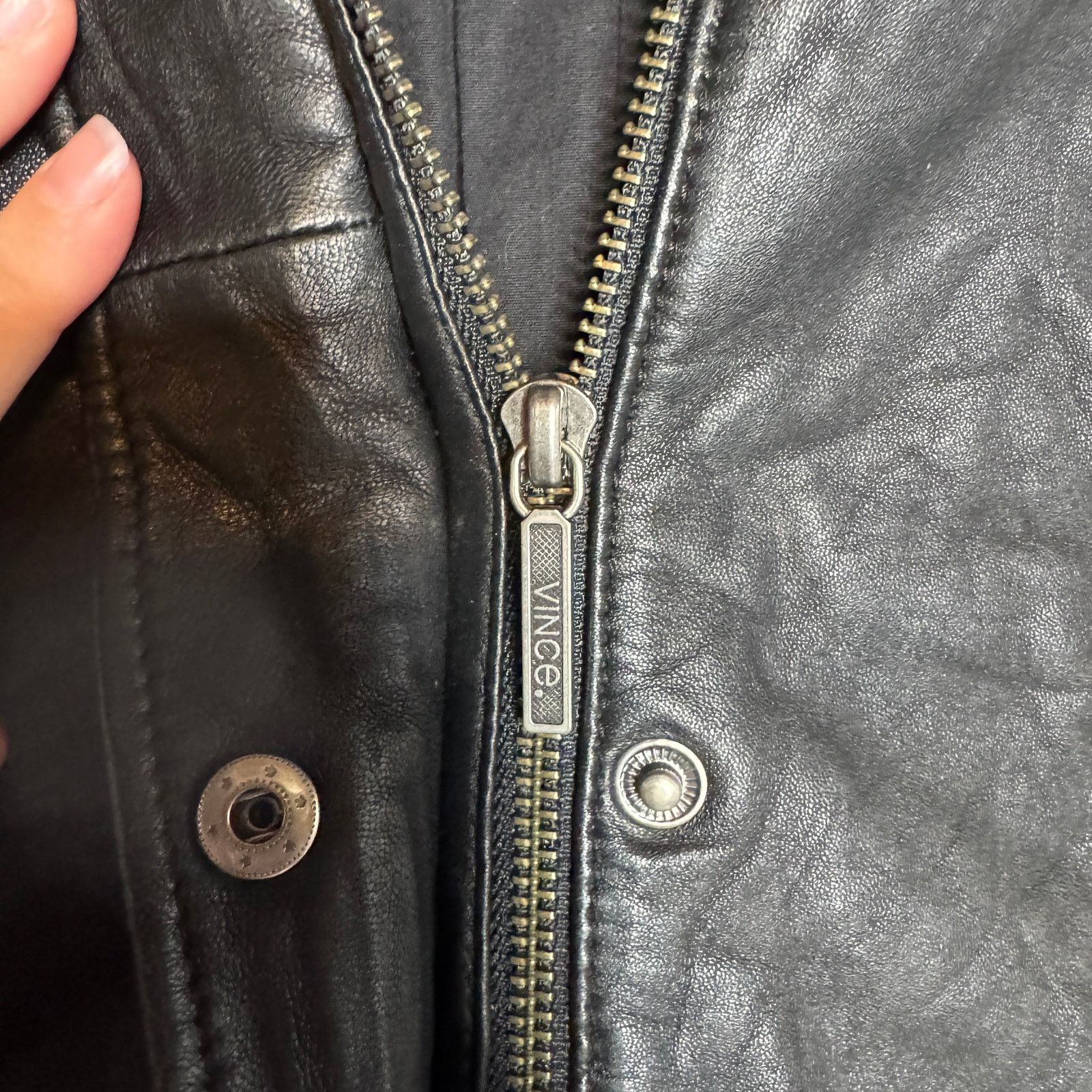 Vince Vince Black Leather Jacket Small Zip Front Moto Lambskin Size S / US 4 / IT 40 - 4 Thumbnail