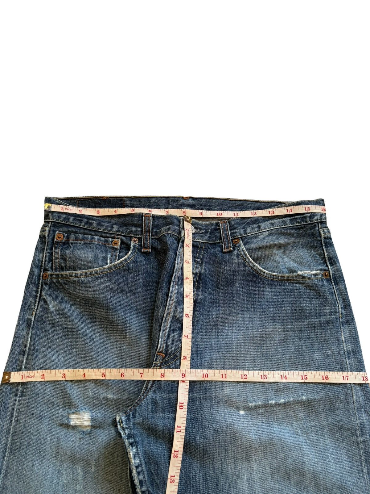 Levi's Vintage 90s Levis 501 Blue Wash Distressed Baggy Jeans Size US 32 / EU 48 - 10 Thumbnail