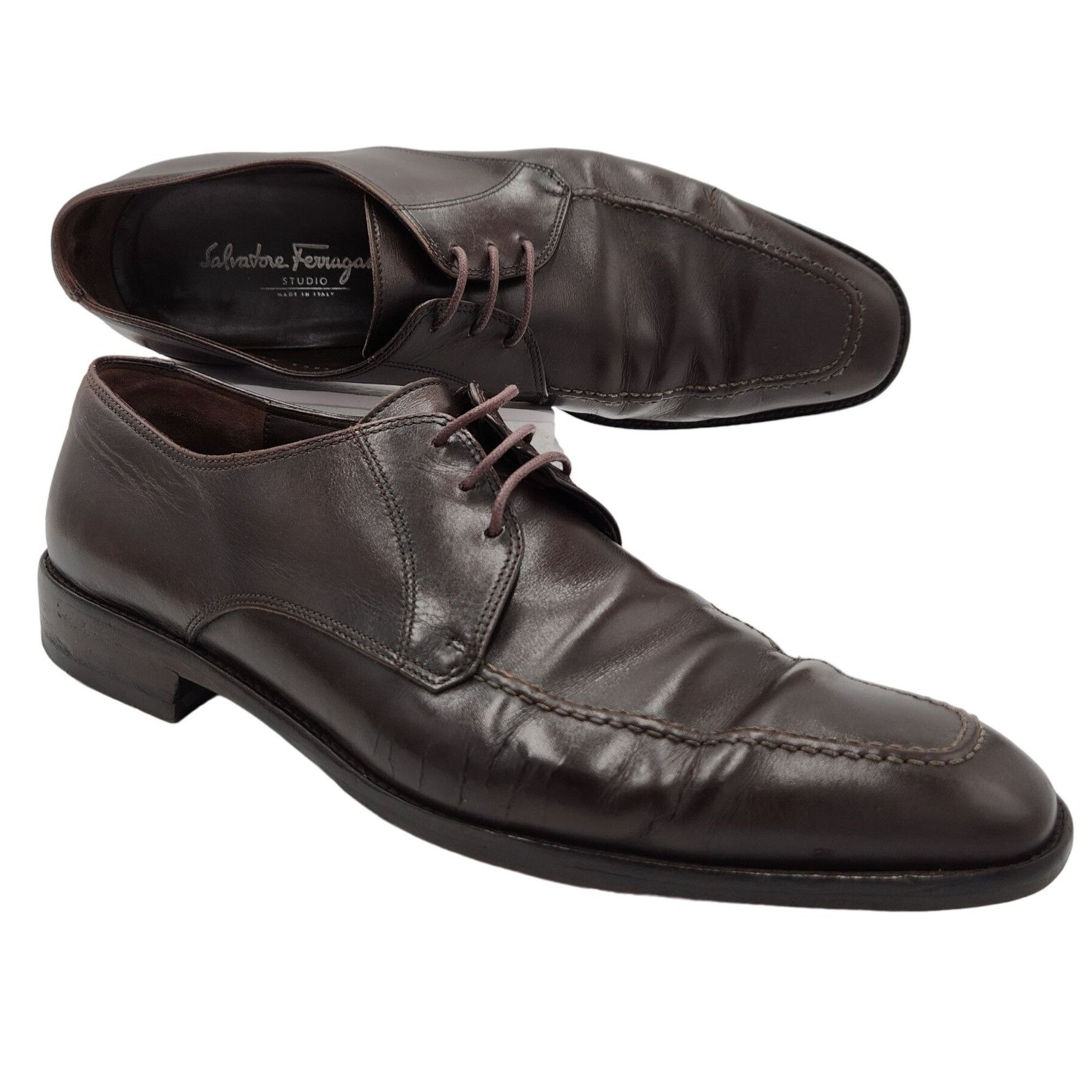 Salvatore Ferragamo Vintage Salvatore Ferragamo Italy Mens 11 Dark Brown Leather Size US 11 / EU 44 - 12 Thumbnail