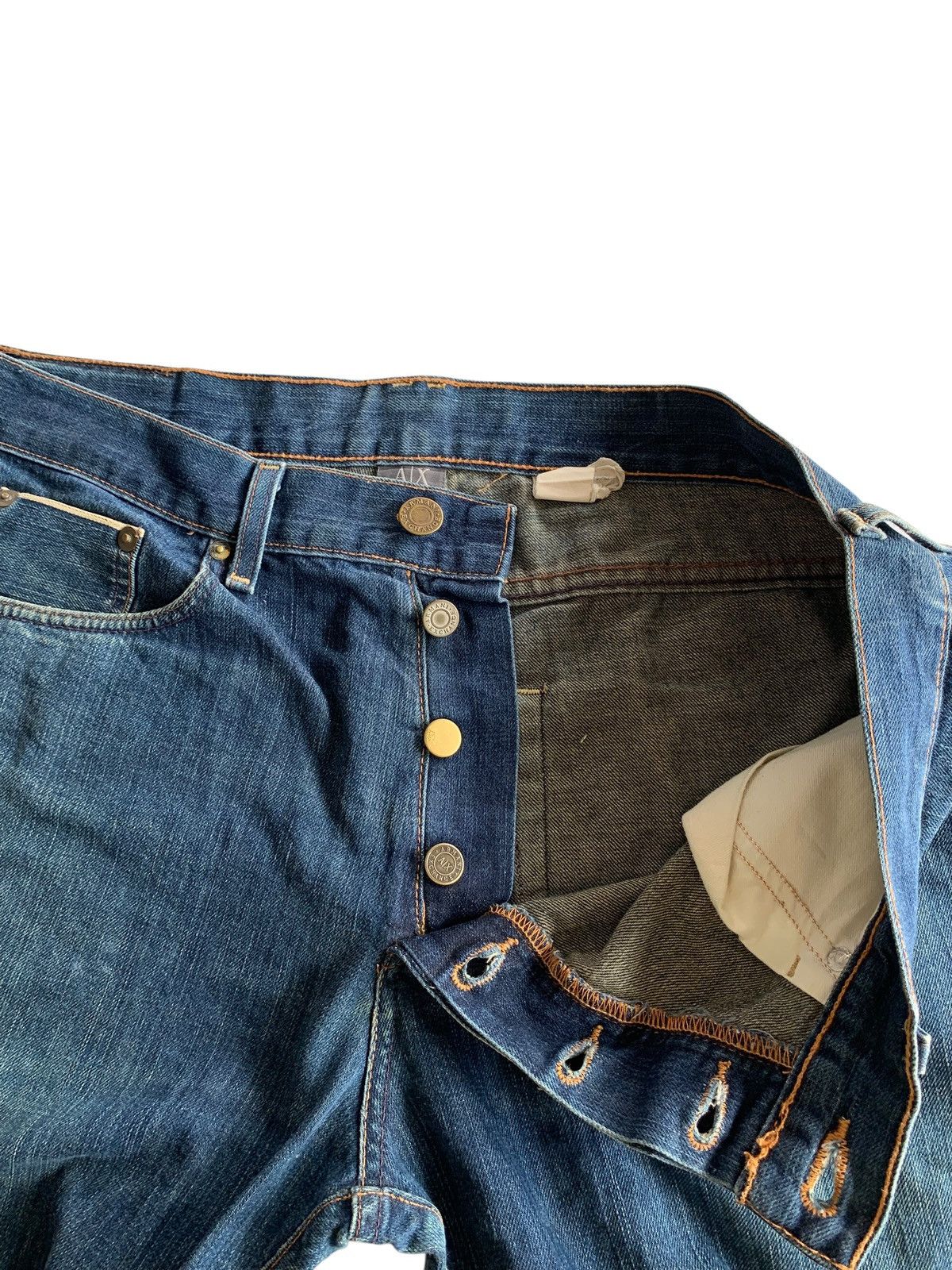Armani Exchange VINTAGE AX ARMANI EXCHANGE SELVEDGE USA FADED DENIM Size US 37 - 16 Thumbnail