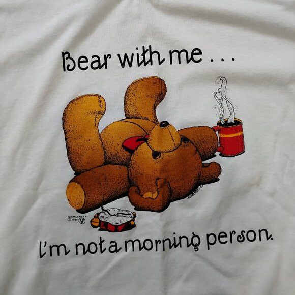 Vintage DS Vintage 80s Teddy Bear With Me Morning Person T-Shirt Size US XL / EU 56 / 4 - 1 Thumbnail