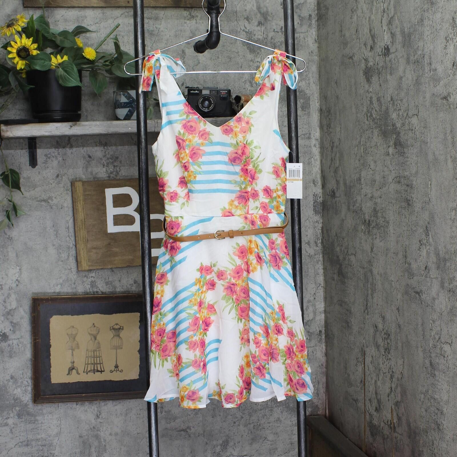 Other Nwt City Studios Belted Fit & Flare Dress Blue Multi 3 Size M / US 6-8 / IT 42-44 - 1 Thumbnail