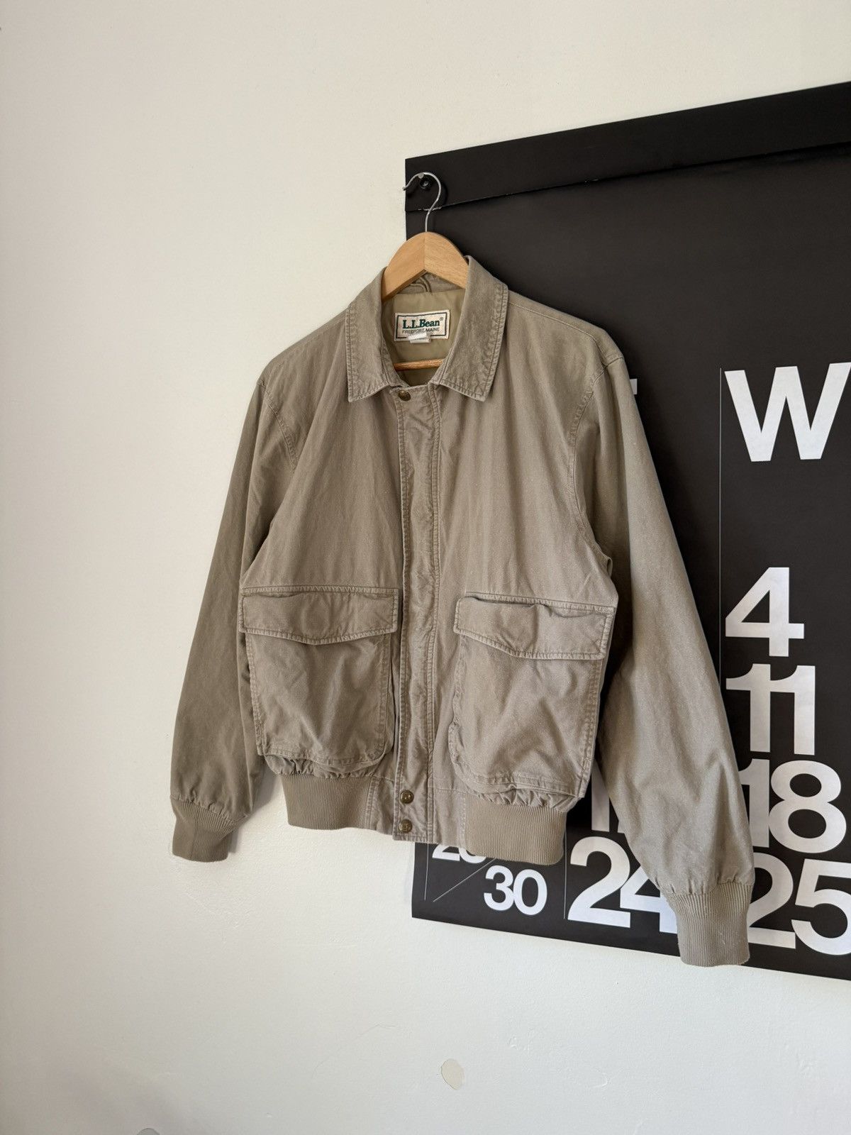 L.L. Bean × Vintage 80s Vintage Field Bomber Jacket Sage Khaki Cotton/Nylon USA Size US M / EU 48-50 / 2 - 2 Thumbnail