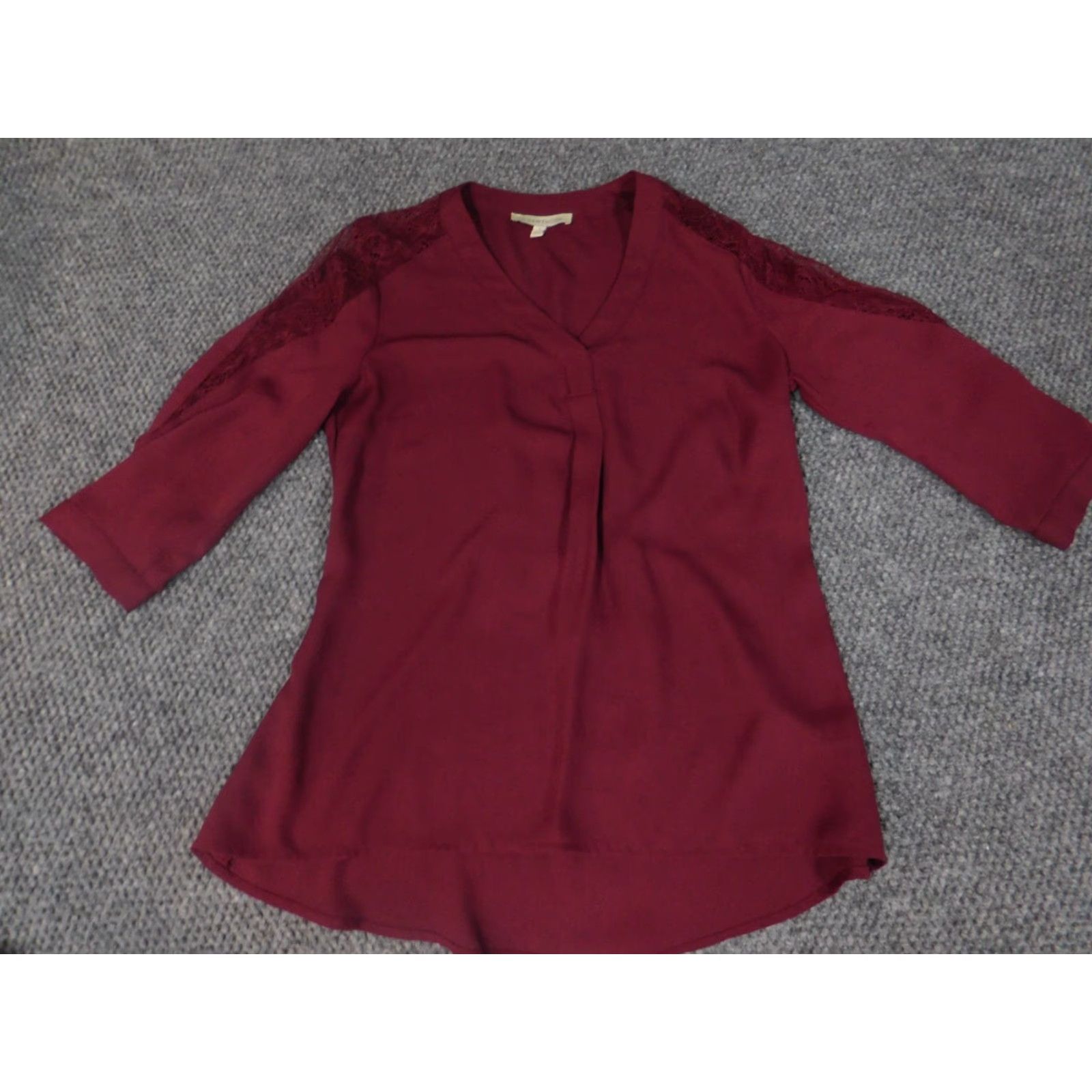 Vintage 41 Hawthorne Blouse Womens Petites PXS Red Collared Long Sleeve Pullover Modal Polyester Rayon Casual Shirt Top Size XS / US 0-2 / IT 36-38 - 2 Thumbnail