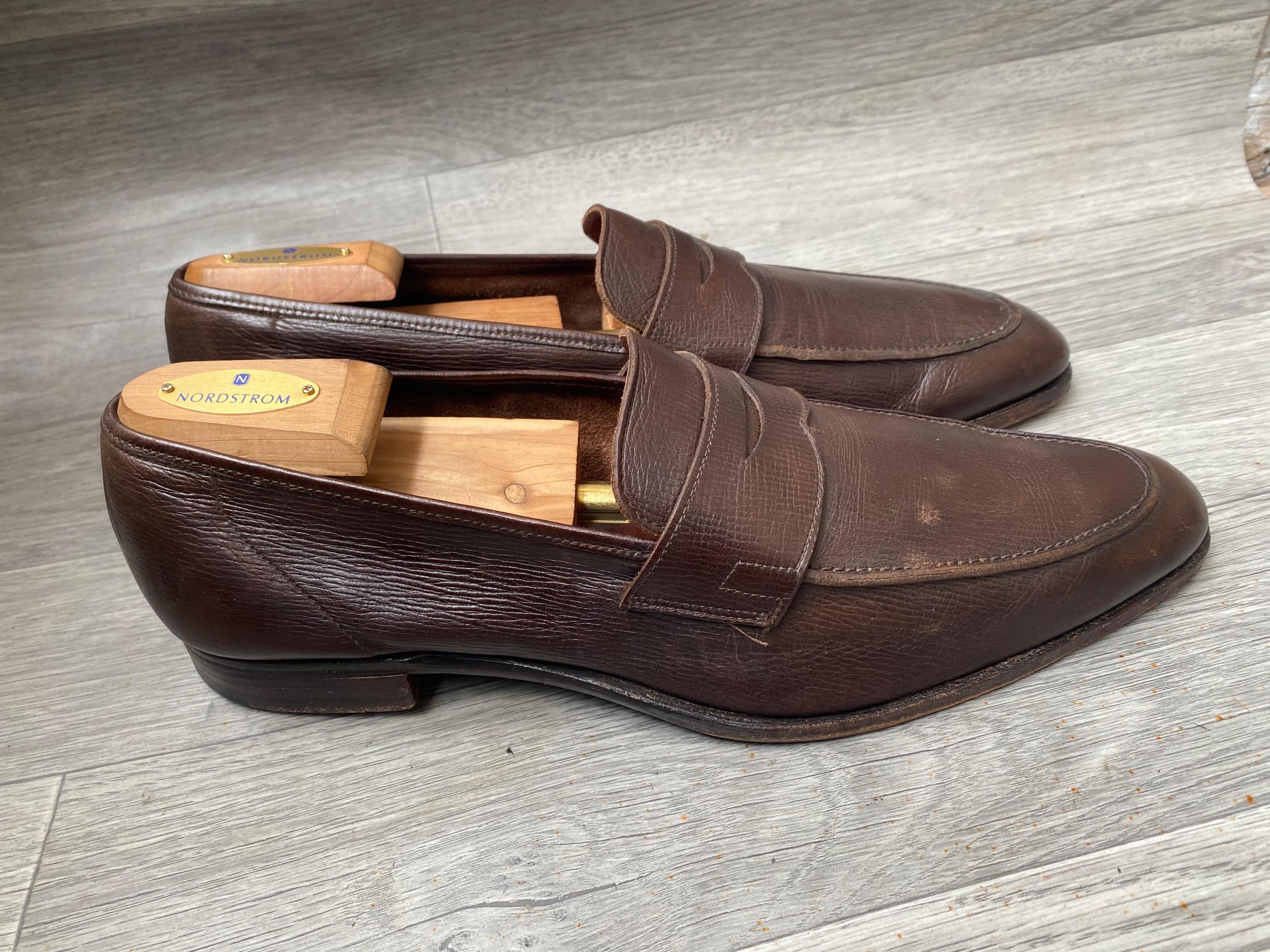 Crockett & Jones Crockett&Jones Brown Grain Leather Penny Loafers Sz US 10.5E Size US 10.5 / EU 43-44 - 4 Thumbnail