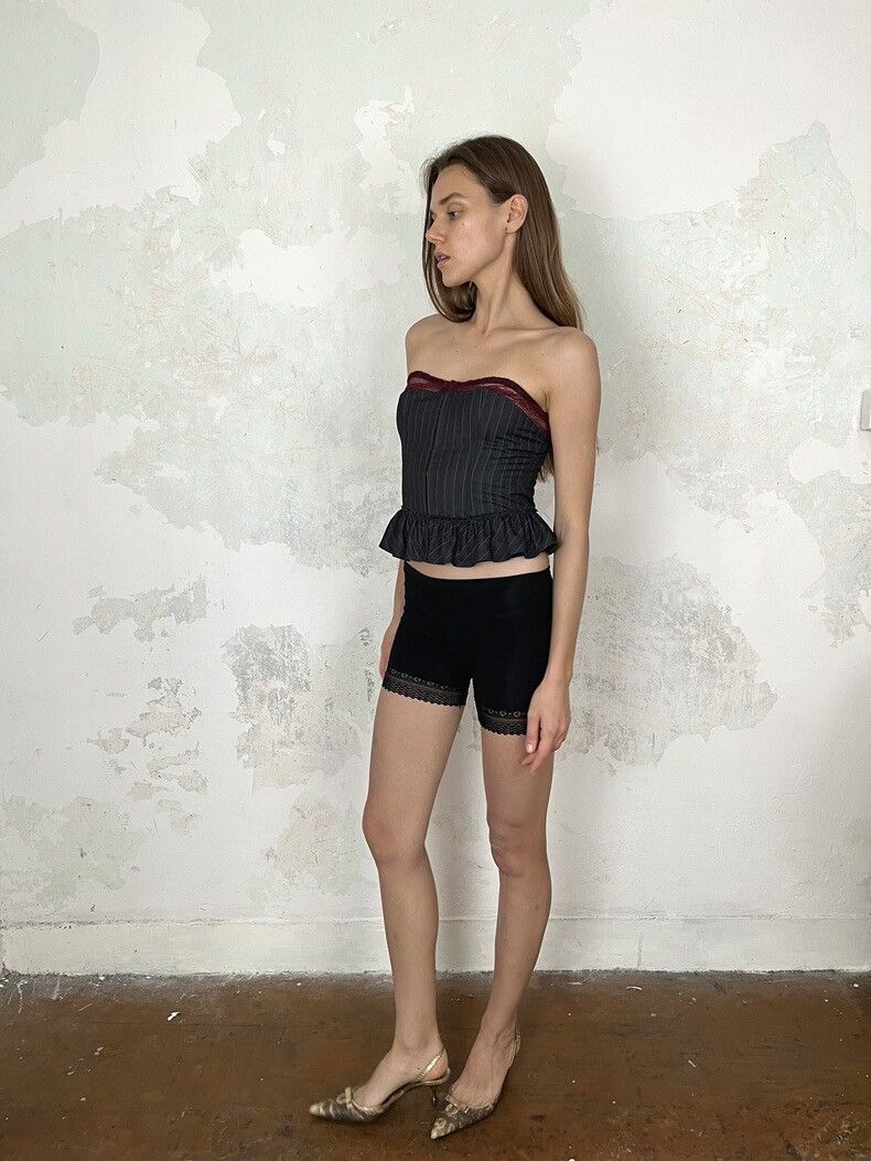 Vintage Lace Striped Tube Top Size S / US 4 / IT 40 - 2 Thumbnail