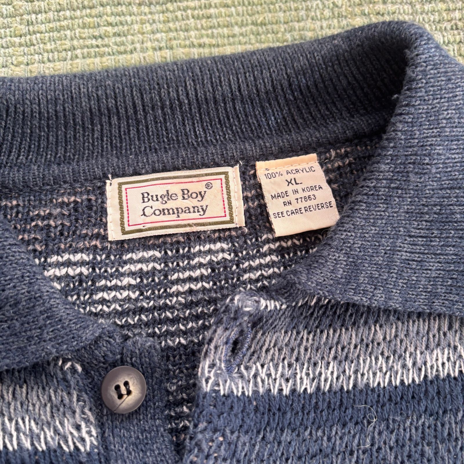 Bugle Boy × Vintage Vintage 90s Bugle Boy patterned acrylic collared sweater XL Size US XL / EU 56 / 4 - 3 Thumbnail