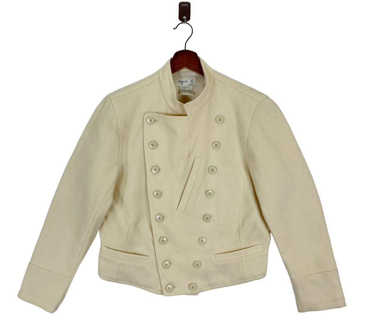 image of Vintage Agnes B Designer Wool Jacket in Cream, Women's (Size XS)