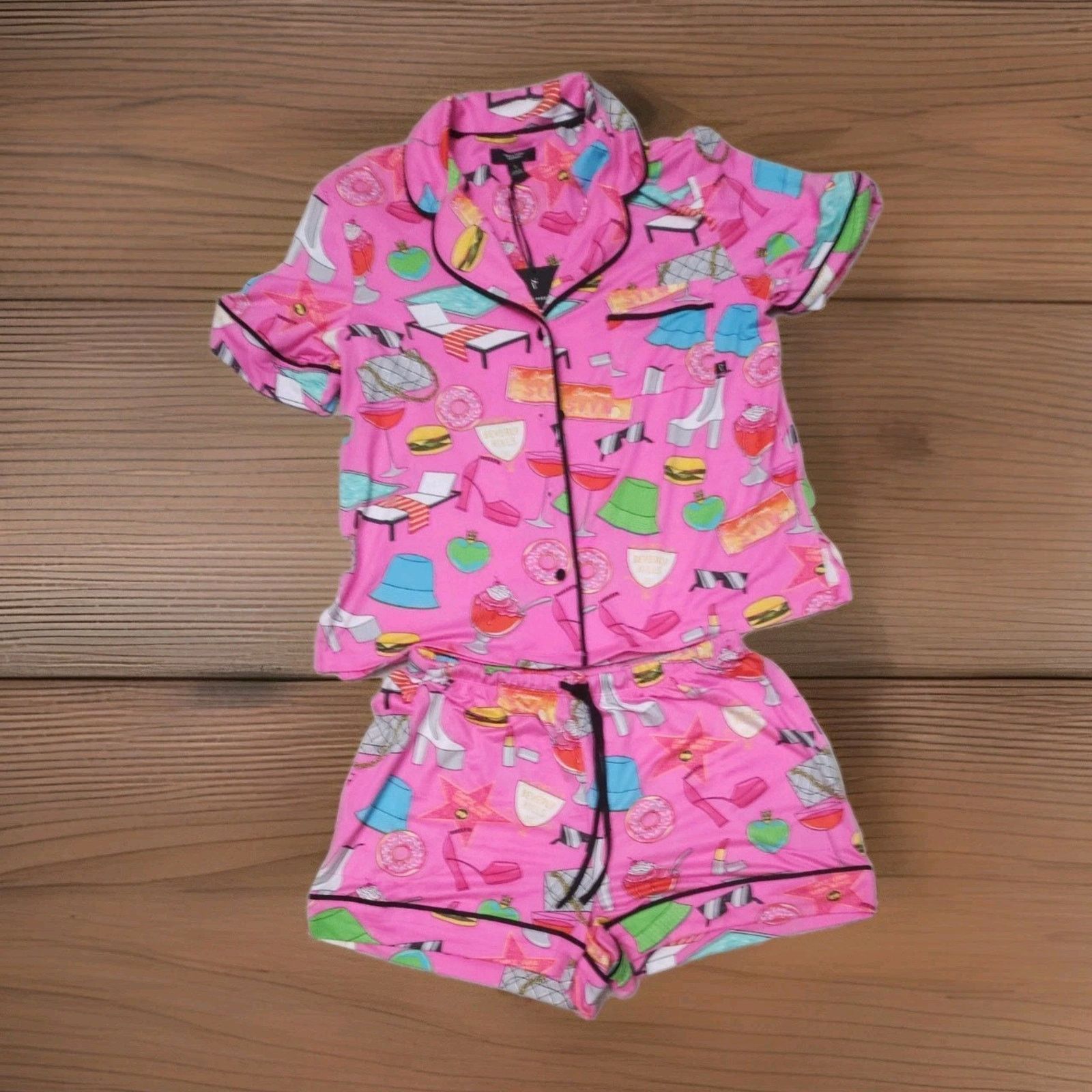 Vera Wang Simply Vera Wang Pajama Set Top & Short Floral Print Nights Size 27" / US 4 / IT 40 - 3 Thumbnail