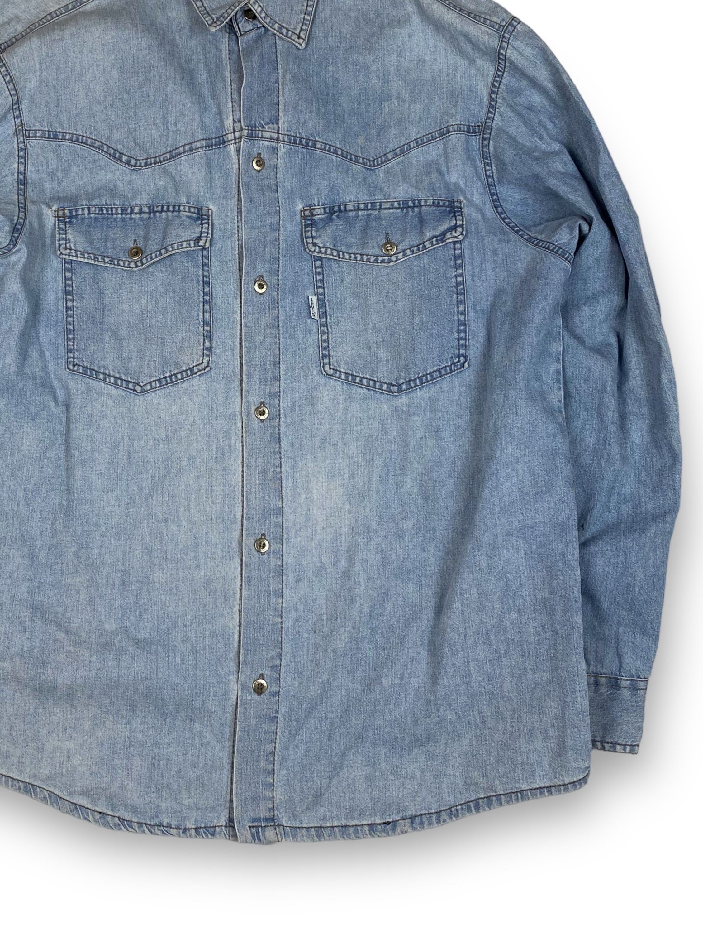 Jean 80s Vintage LEVI'S Big E White Tab Light Blue Denim Shirt Size US L / EU 52-54 / 3 - 2 Thumbnail