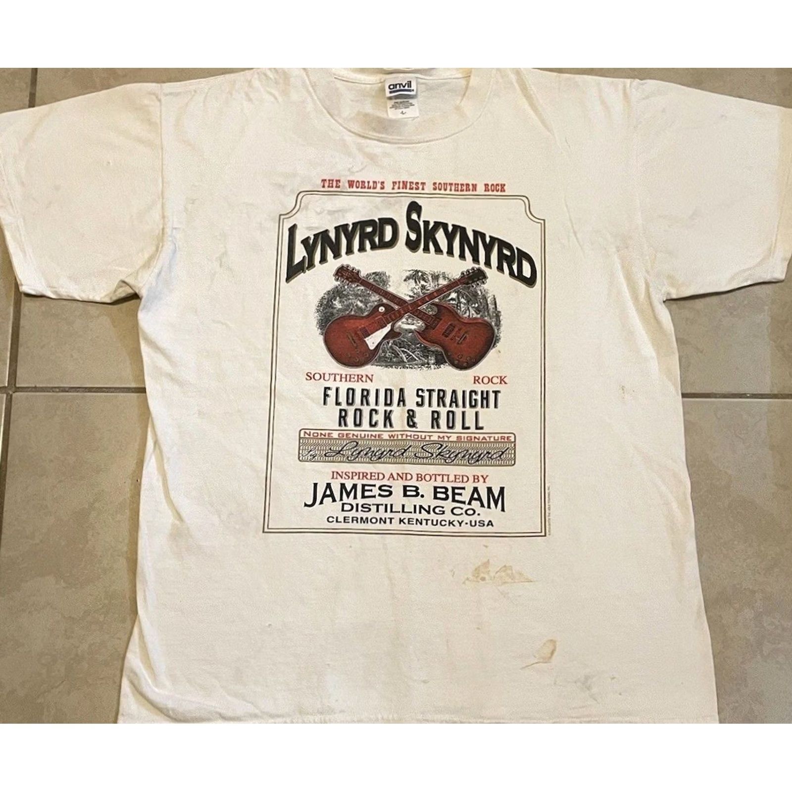 Vintage VINTAGE Lynyrd Skynyrd Faded Distress Jim Beam Shirt M Concert Band 90s Y2K Mens T-Shirt White Graphic Tee Size US M / EU 48-50 / 2 - 2 Thumbnail