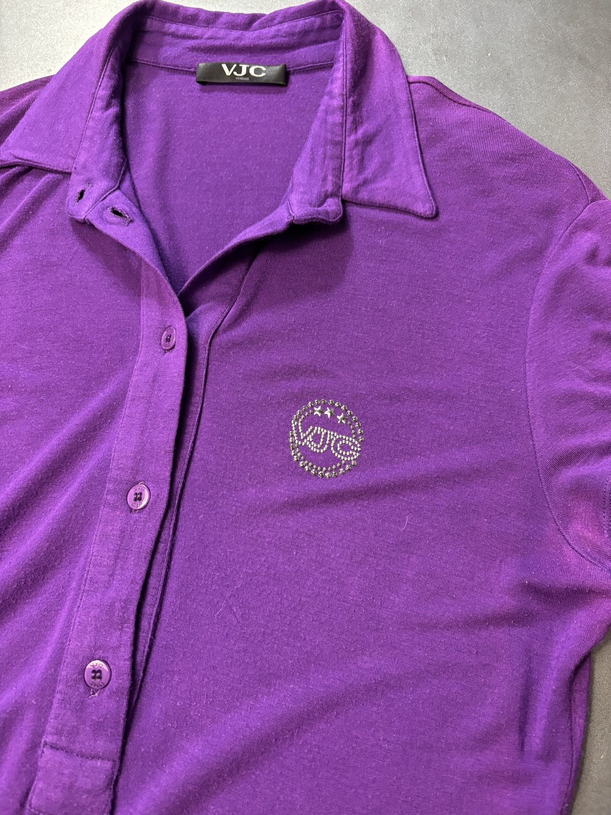 Versace × Versace Jeans Couture × Vintage Vintage Versace Jeans Couture Polo Shirt Y2K 2000s Half Butt Size S / US 4 / IT 40 - 5 Thumbnail