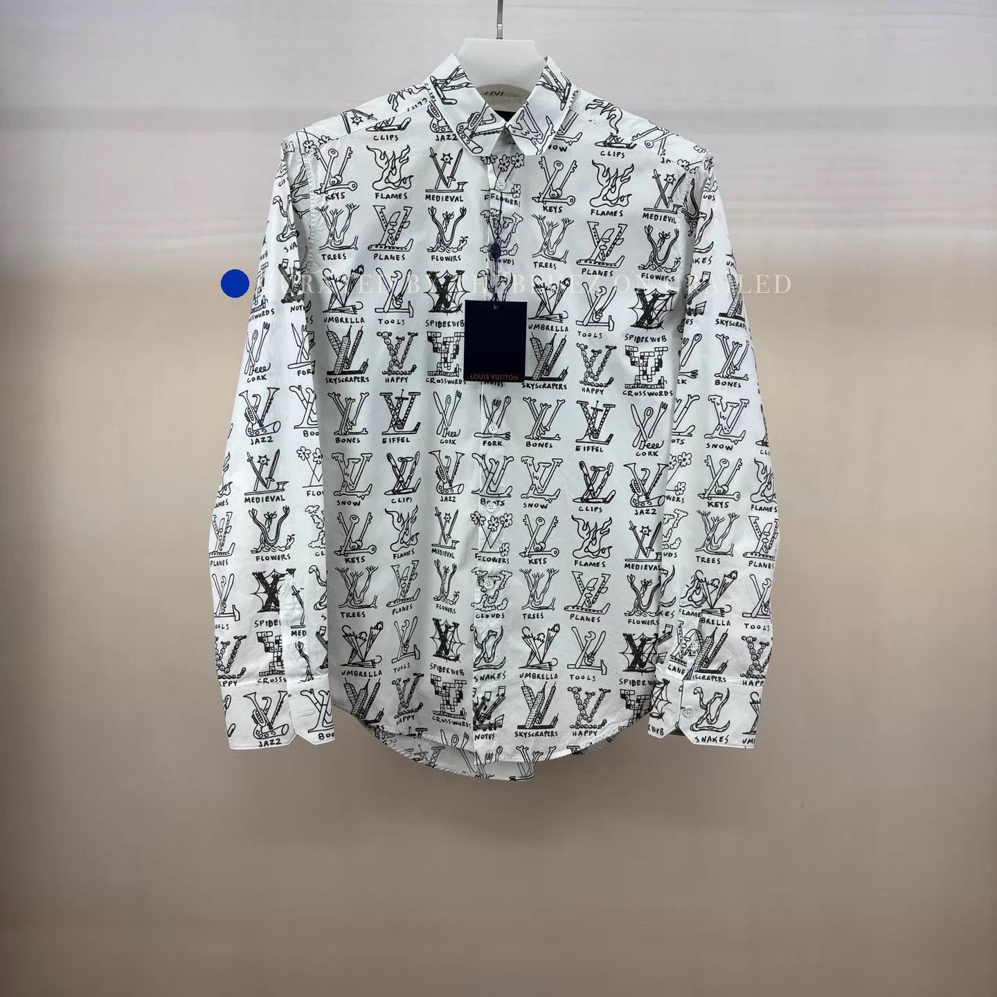 Louis Vuitton White Allover Logo Longsleeve Shirt in Size L Size US L / EU 52-54 / 3 - 1 Thumbnail