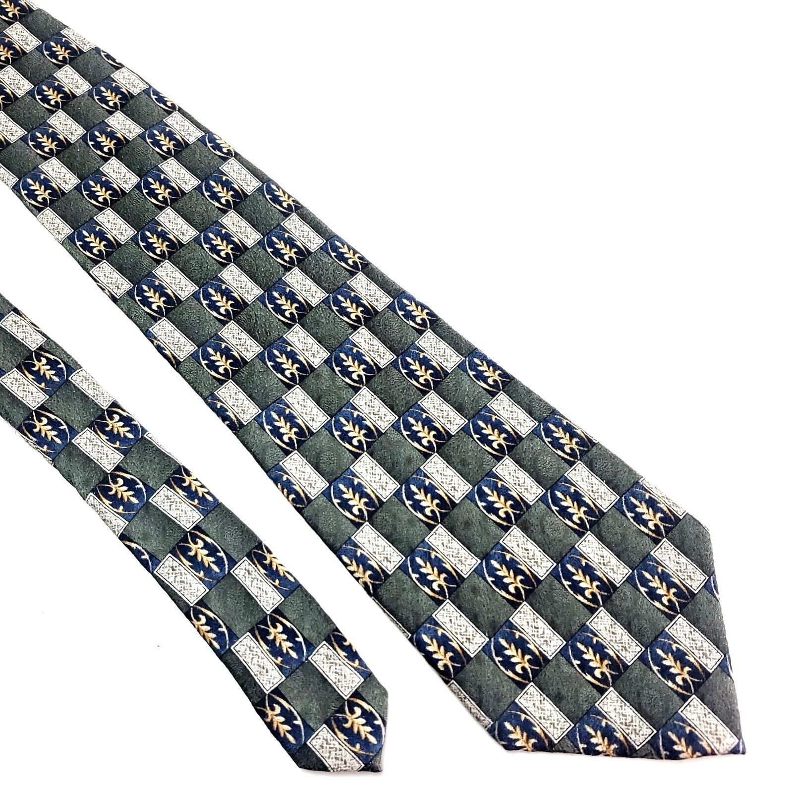 Pierre Cardin Pierre Cardin Silk Tie Print Green Floral Geometric Wide Size ONE SIZE - 1 Thumbnail
