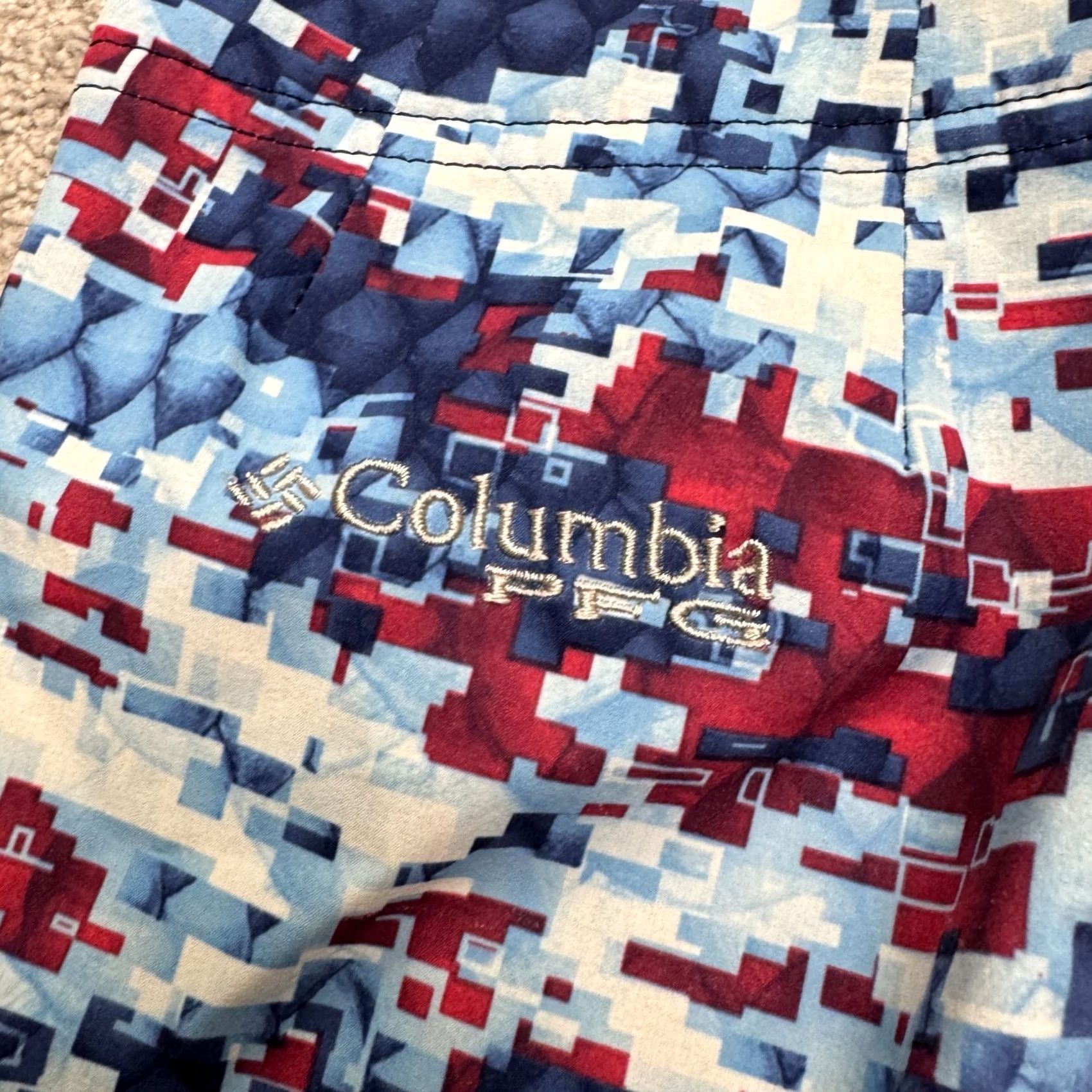 Vintage Columbia PFG Offshore II Omni Shield Swim Trunks Board Shorts Men 32 Multi Geometric Pattern Size US 32 / EU 48 - 6 Thumbnail