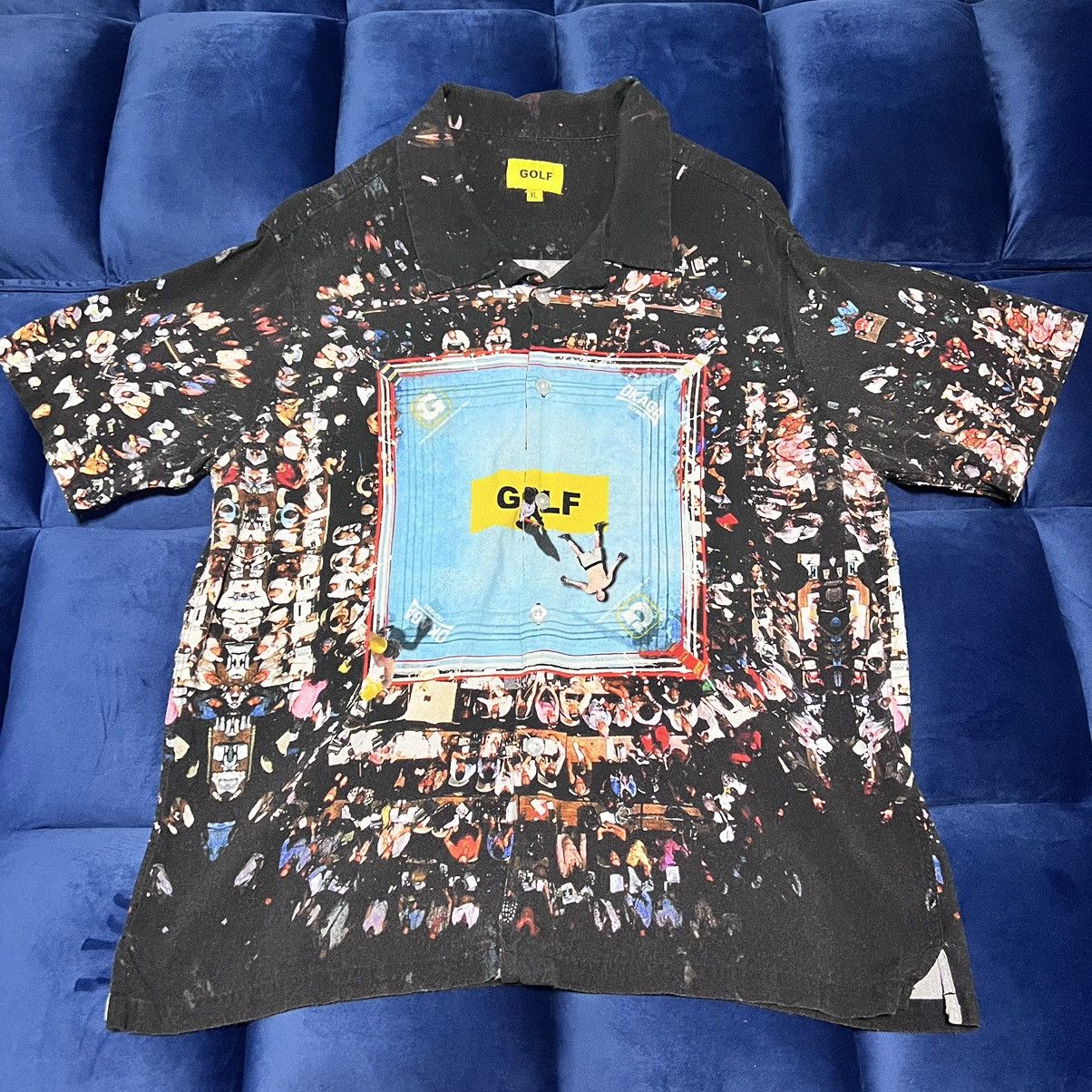 image of Golf Le Fleur x Golf Wang - Boxing Ring Button Up! in Black, Men's (Size XL)