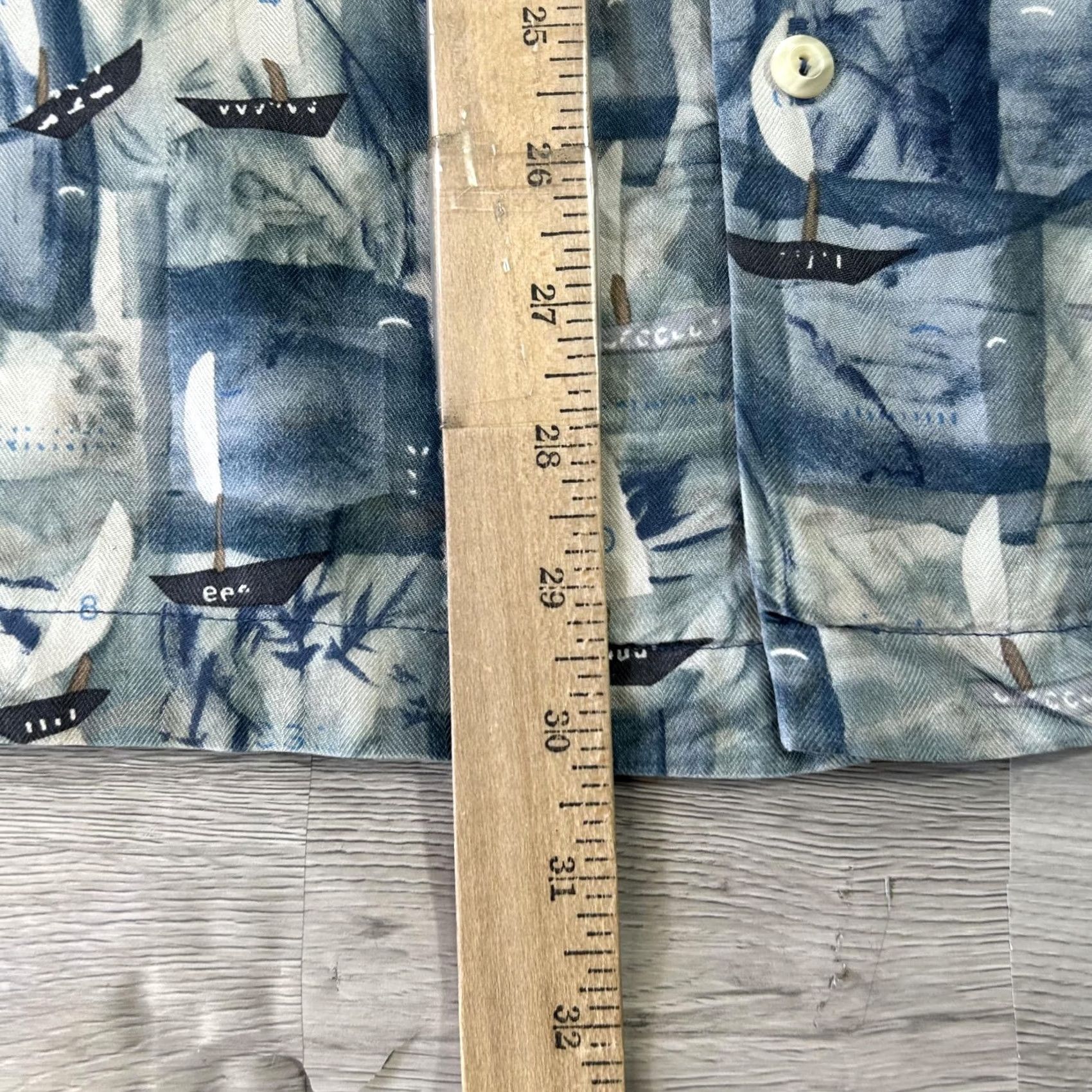 Nautica Burma Bibas Shirt Mens Large Blue Sailboat Nautical Silk Short Sleeve Button Up Size US L / EU 52-54 / 3 - 7 Thumbnail